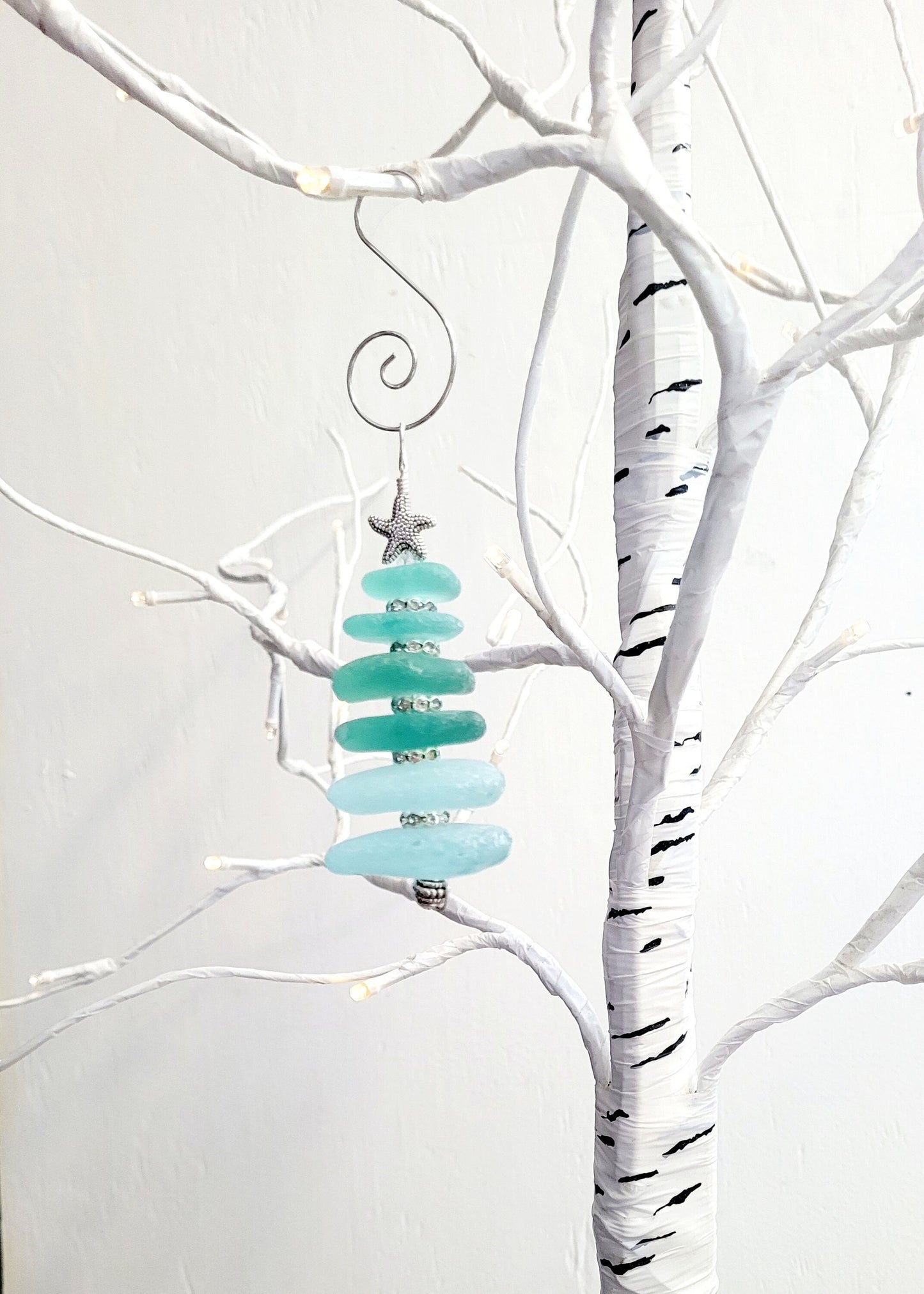 Sea Glass Christmas Tree Ornament/Sea Glass Pine Tree Ornament/Genuine Sea Glass Tree Ornament/235