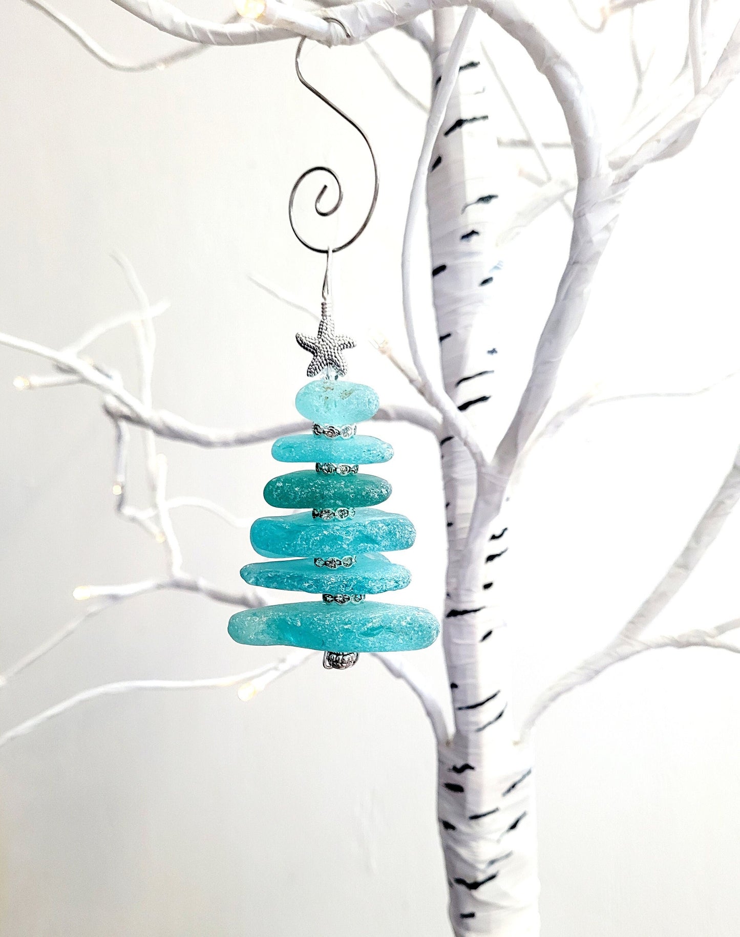 Sea Glass Christmas Tree Ornament/Sea Glass Pine Tree Ornament/Genuine Sea Glass Tree Ornament/233