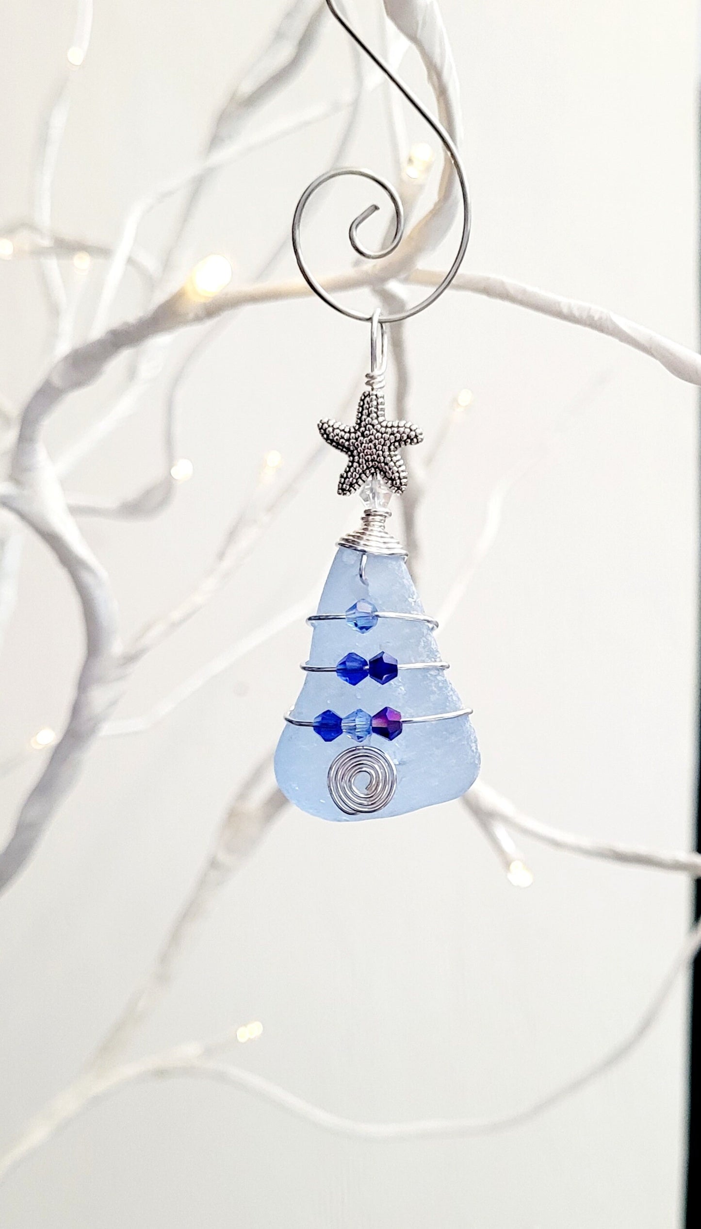 Genuine Sea Glass Christmas Tree Pendant/Sea Glass Christmas Tree Ornament/Coastal Ornament/Beach Decor/11d