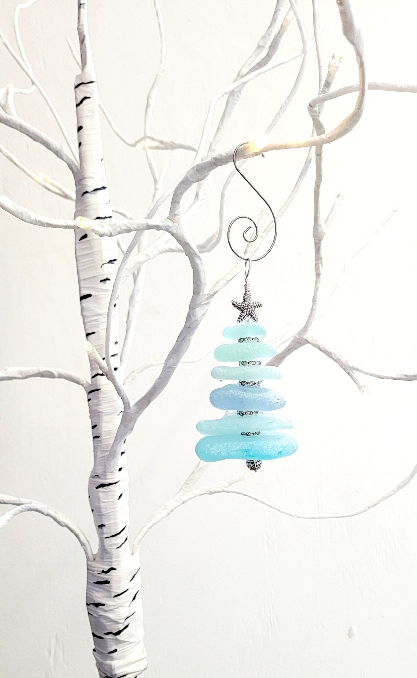 Sea Glass Christmas Tree Ornament/Sea Glass Pine Tree Ornament/Genuine Sea Glass Tree Ornament/236