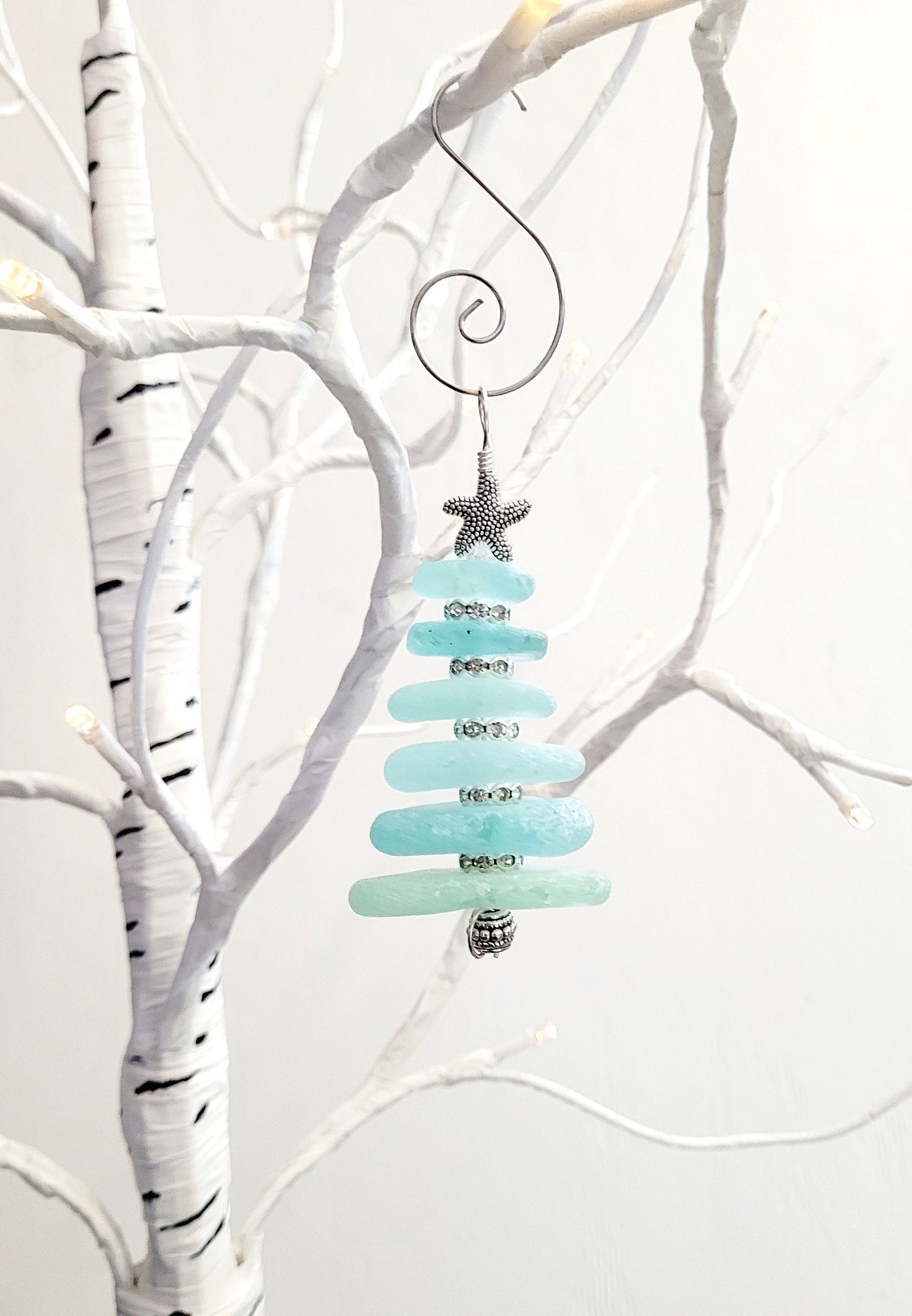 Sea Glass Christmas Tree Ornament/Sea Glass Pine Tree Ornament/Genuine Sea Glass Tree Ornament/237