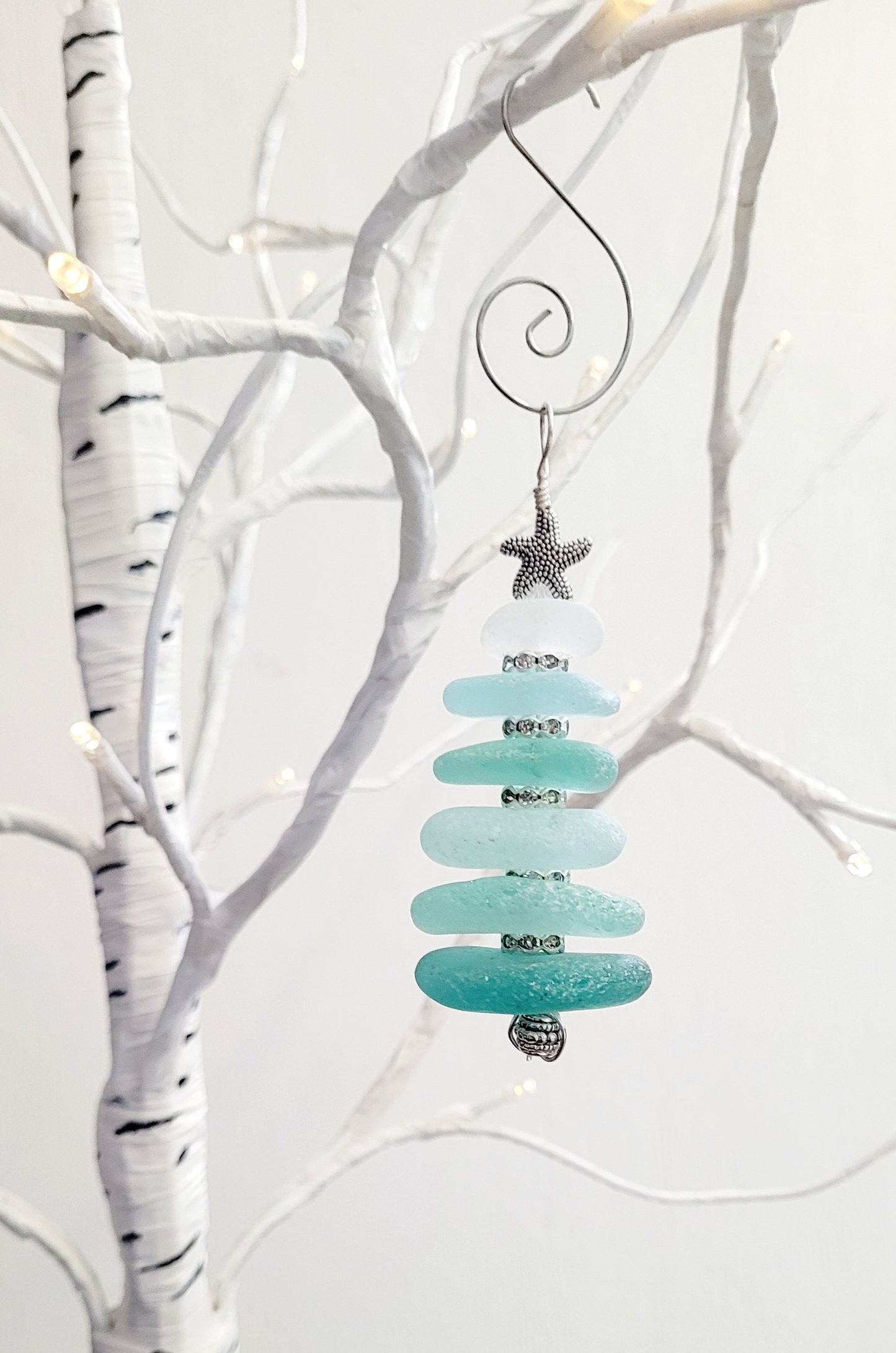 Sea Glass Christmas Tree Ornament/Sea Glass Pine Tree Ornament/Genuine Sea Glass Tree Ornament/252