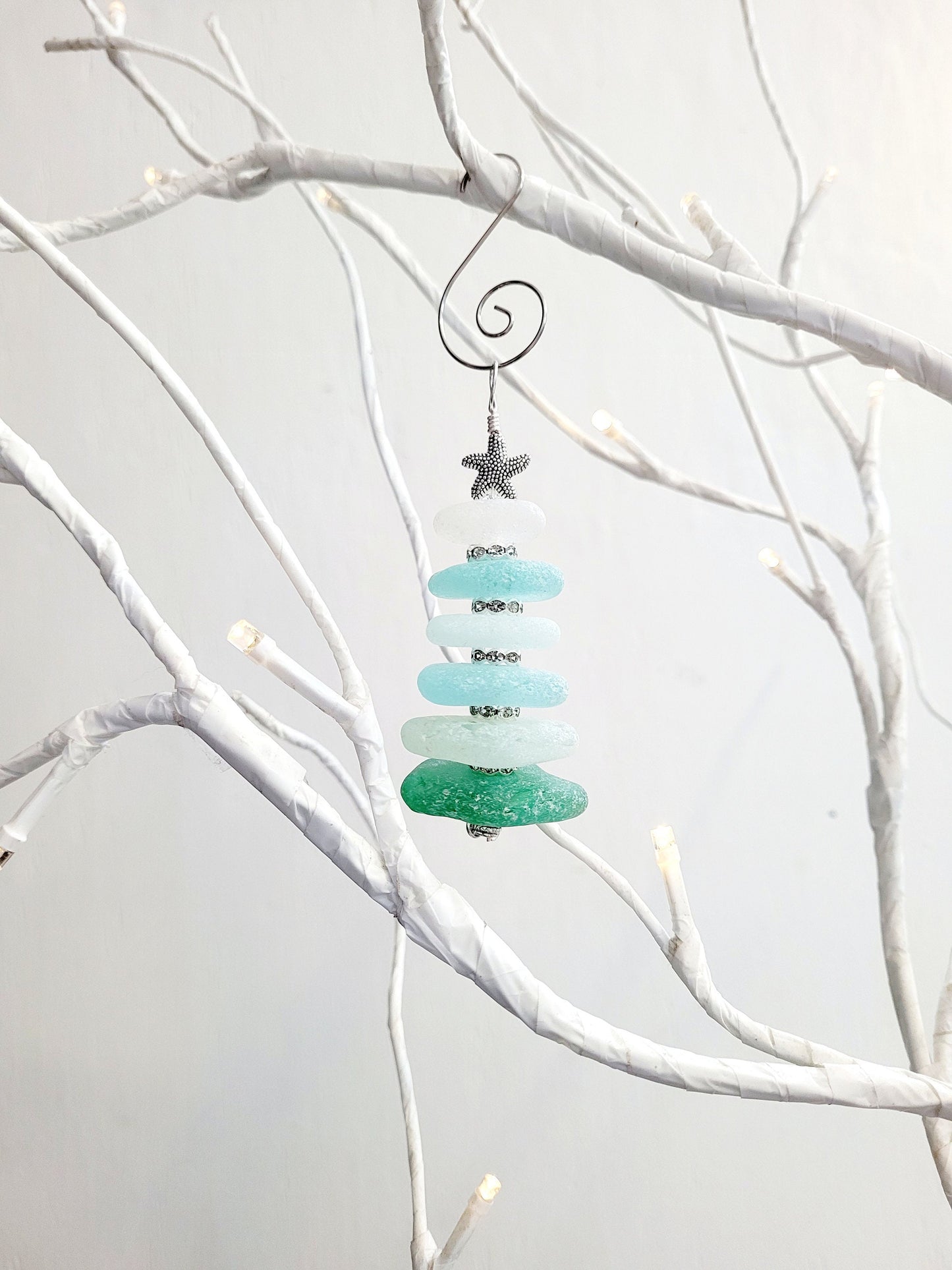 Sea Glass Christmas Tree Ornament/Sea Glass Pine Tree Ornament/Genuine Sea Glass Tree Ornament/241