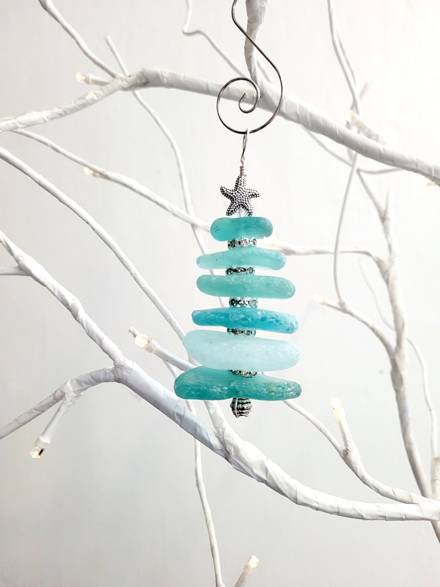 Sea Glass Christmas Tree Ornament/Sea Glass Pine Tree Ornament/Genuine Sea Glass Tree Ornament/242