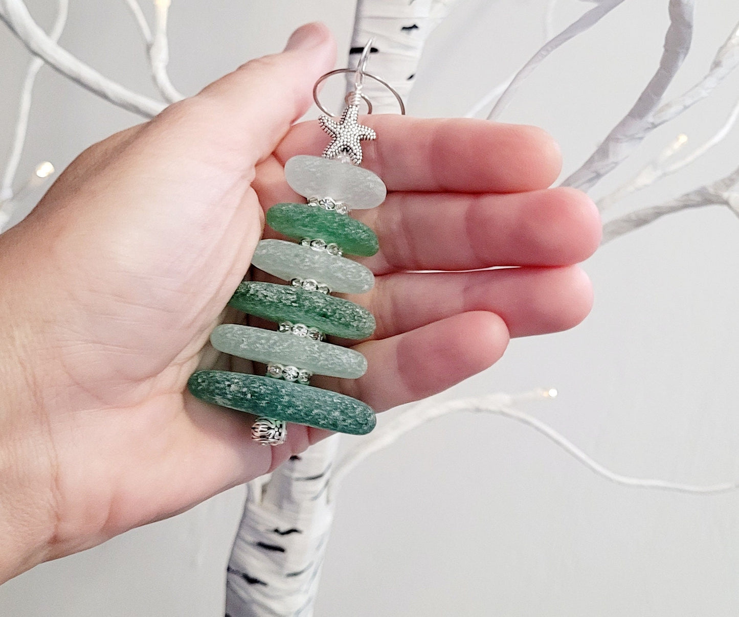 Sea Glass Christmas Tree Ornament/Sea Glass Pine Tree Ornament/Genuine Sea Glass Tree Ornament/246