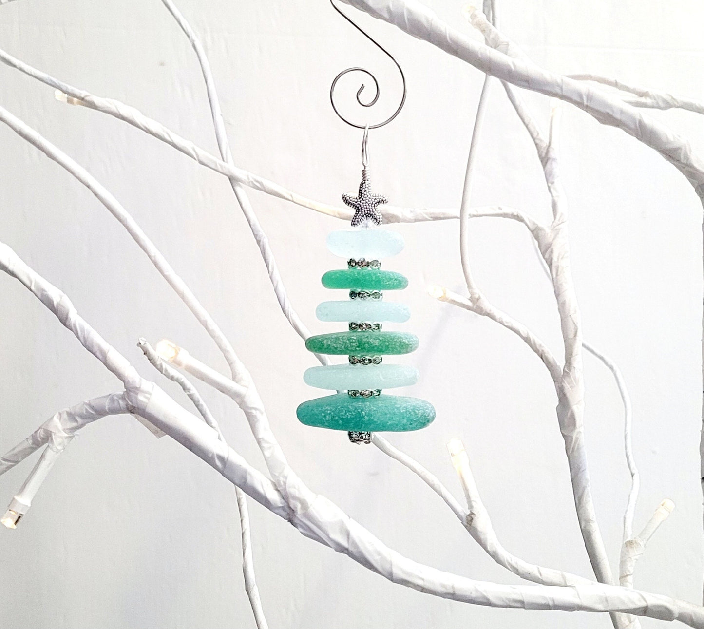 Sea Glass Christmas Tree Ornament/Sea Glass Pine Tree Ornament/Genuine Sea Glass Tree Ornament/246