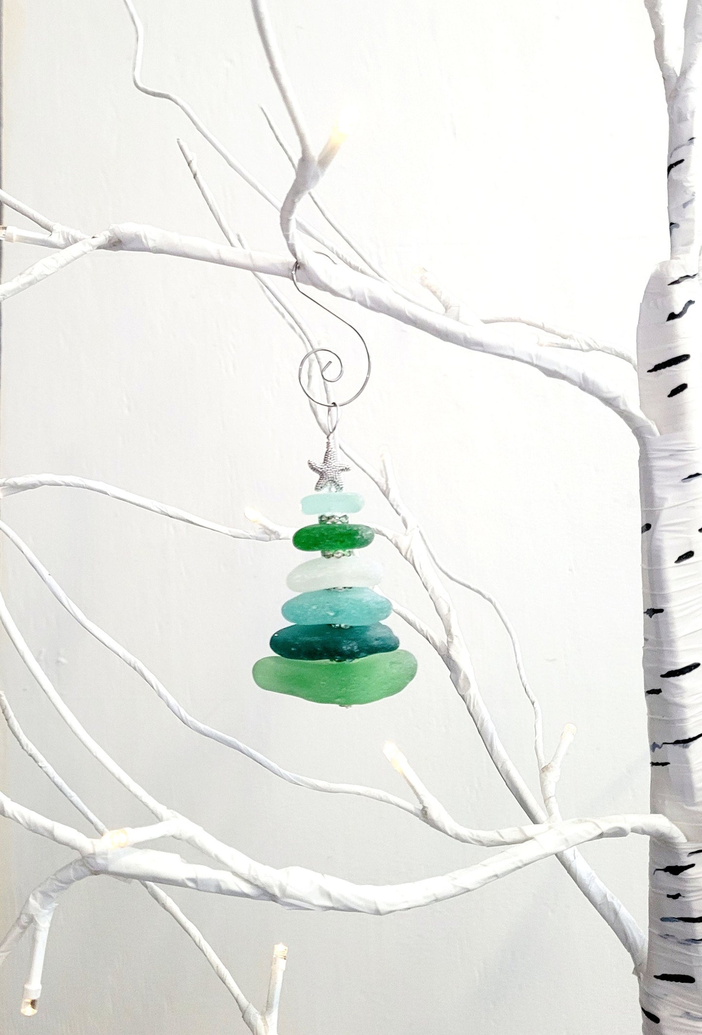 Sea Glass Christmas Tree Ornament/Sea Glass Pine Tree Ornament/Genuine Sea Glass Tree Ornament/250