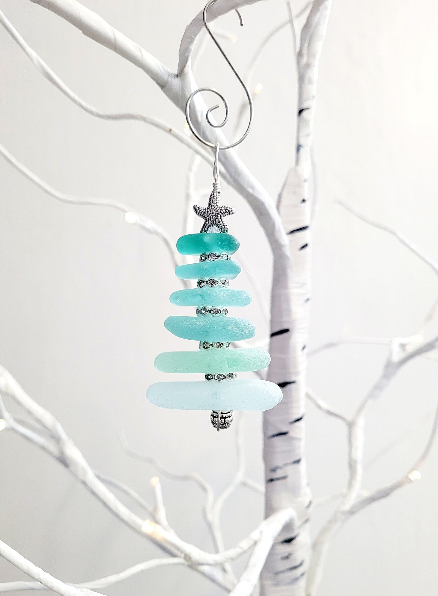 Sea Glass Christmas Tree Ornament/Sea Glass Pine Tree Ornament/Genuine Sea Glass Tree Ornament/260