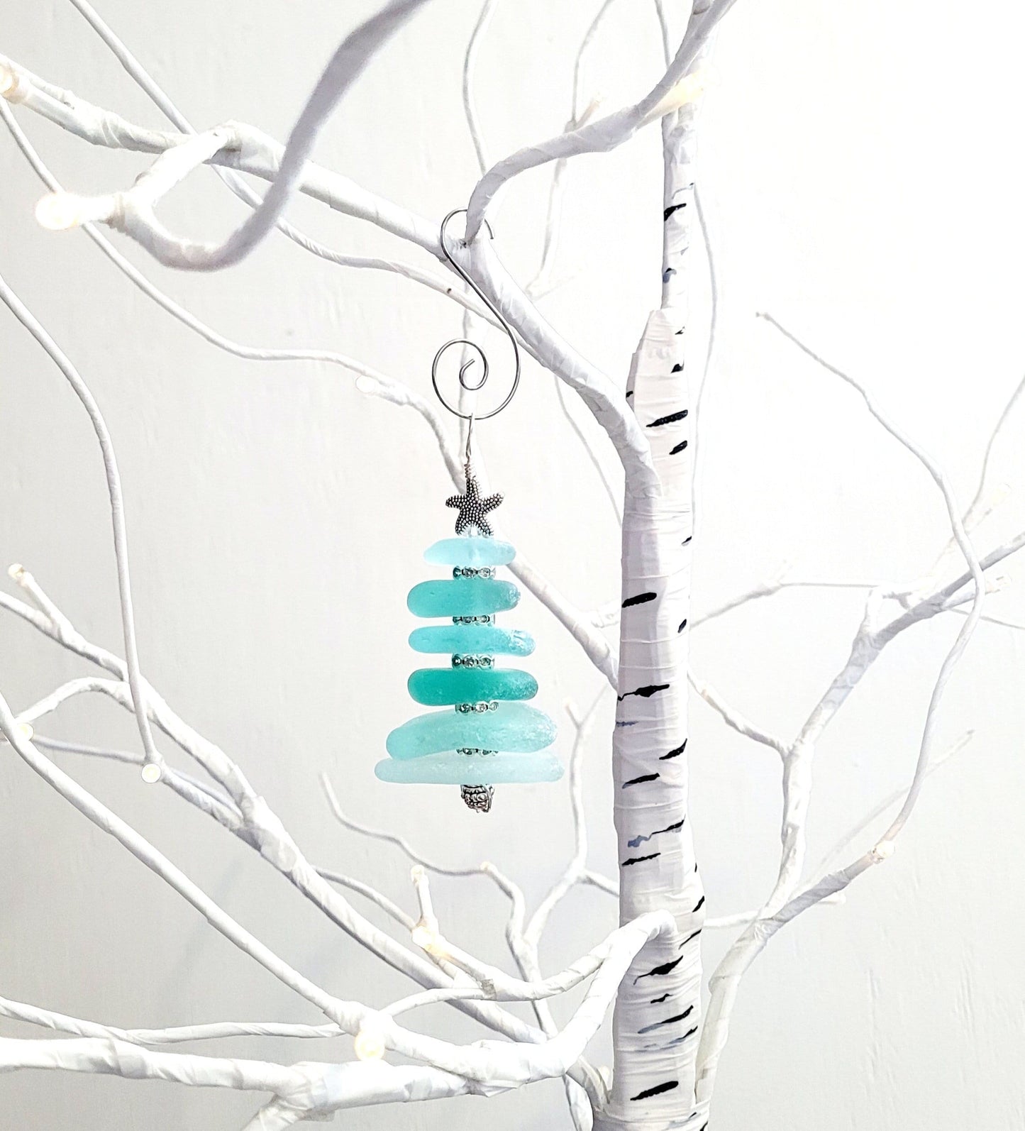 Sea Glass Christmas Tree Ornament/Sea Glass Pine Tree Ornament/Genuine Sea Glass Tree Ornament/263