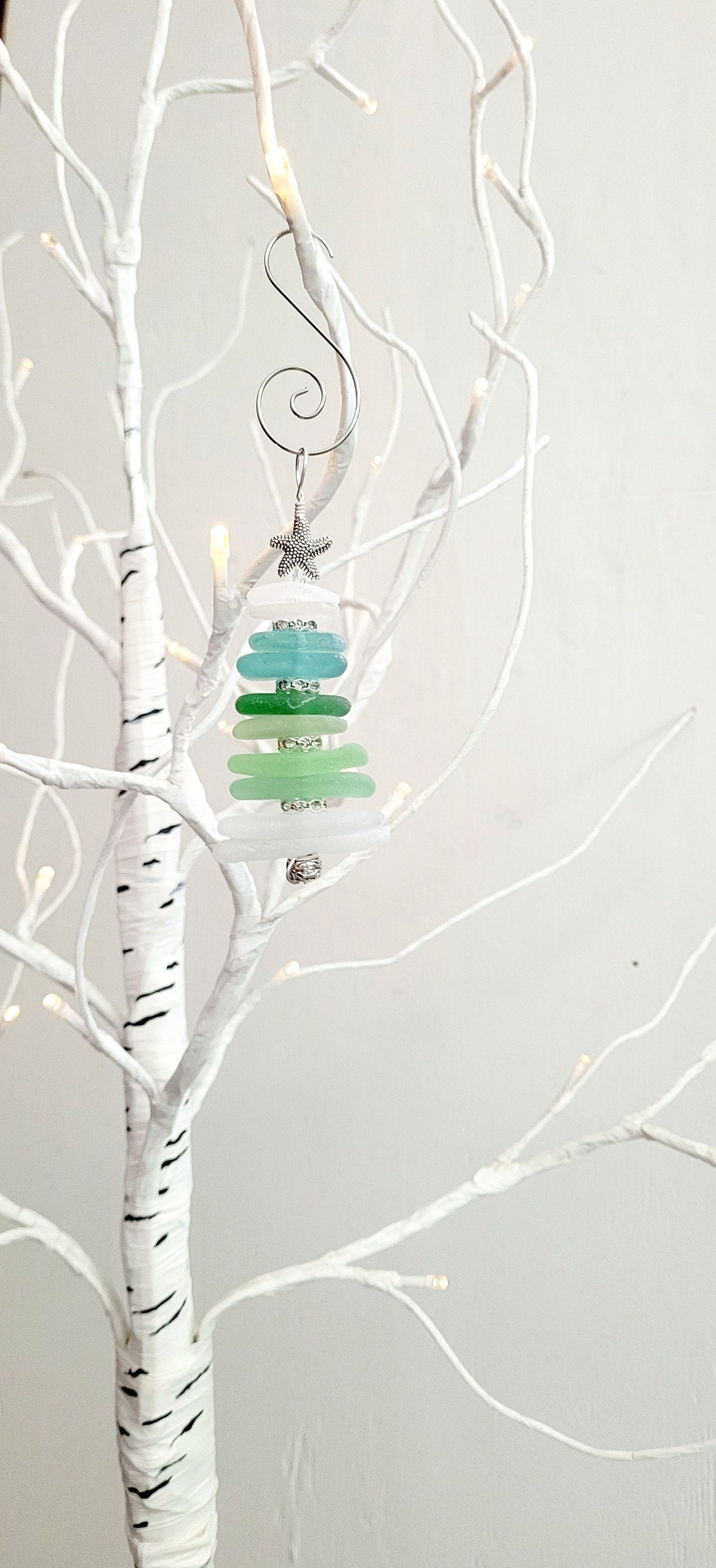 Sea Glass Christmas Tree Ornament/Sea Glass Pine Tree Ornament/Genuine Sea Glass Tree Ornament/209