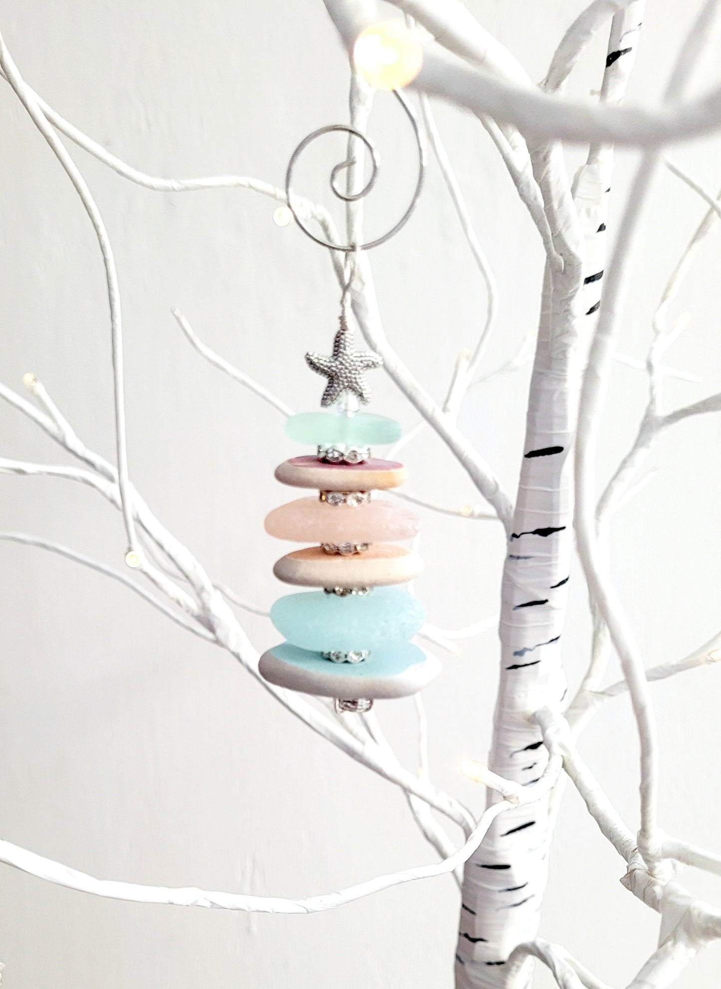 Sea Glass Christmas Tree Ornament/Sea Glass Pine Tree Ornament/Genuine Sea Glass Tree Ornament/274