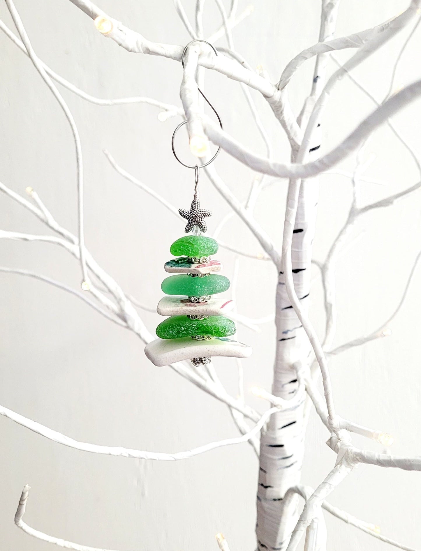 Sea Glass Christmas Tree Ornament/Sea Glass Pine Tree Ornament/Genuine Sea Glass Tree Ornament/275