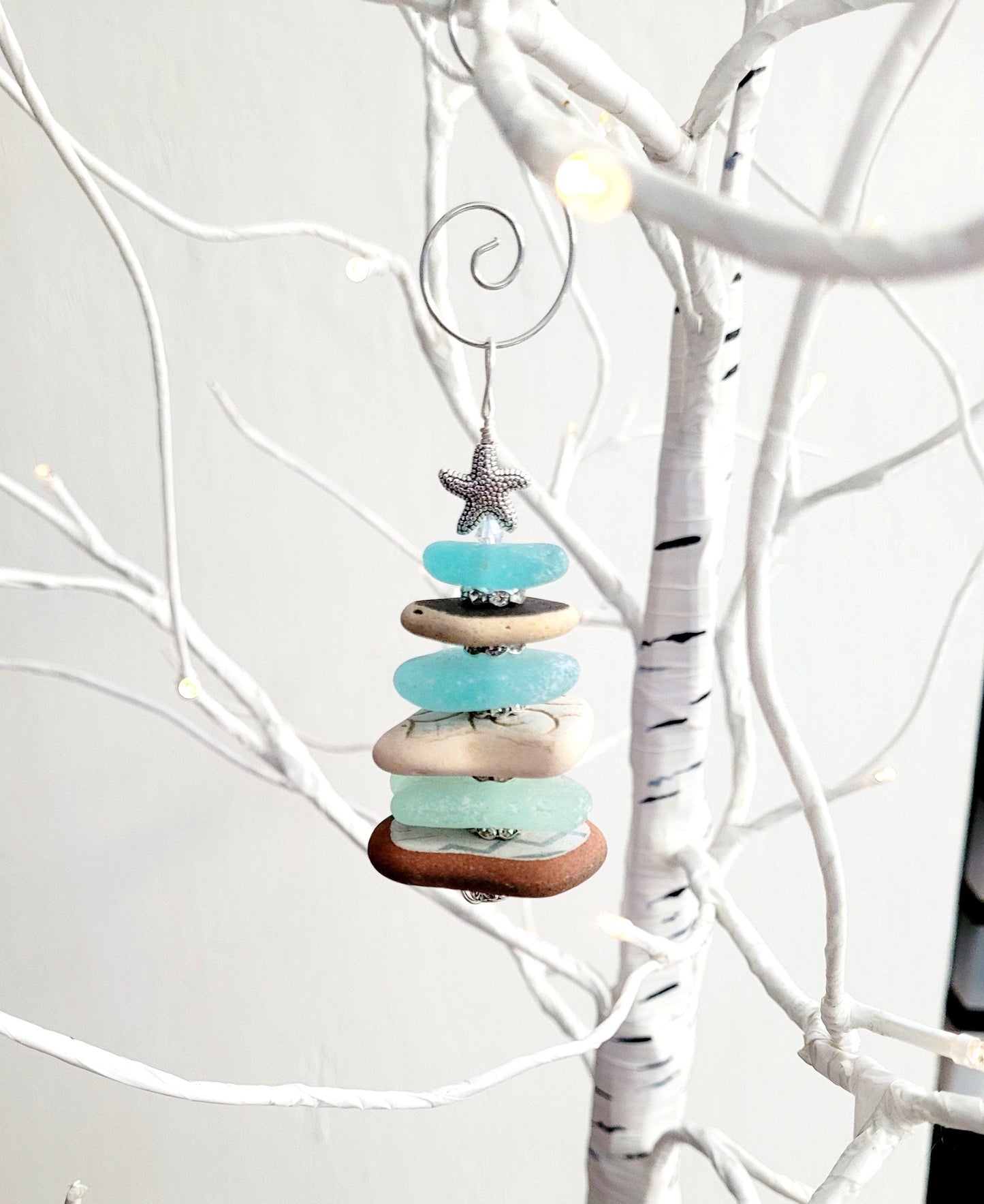 Sea Glass Christmas Tree Ornament/Sea Glass Pine Tree Ornament/Genuine Sea Glass Tree Ornament/276