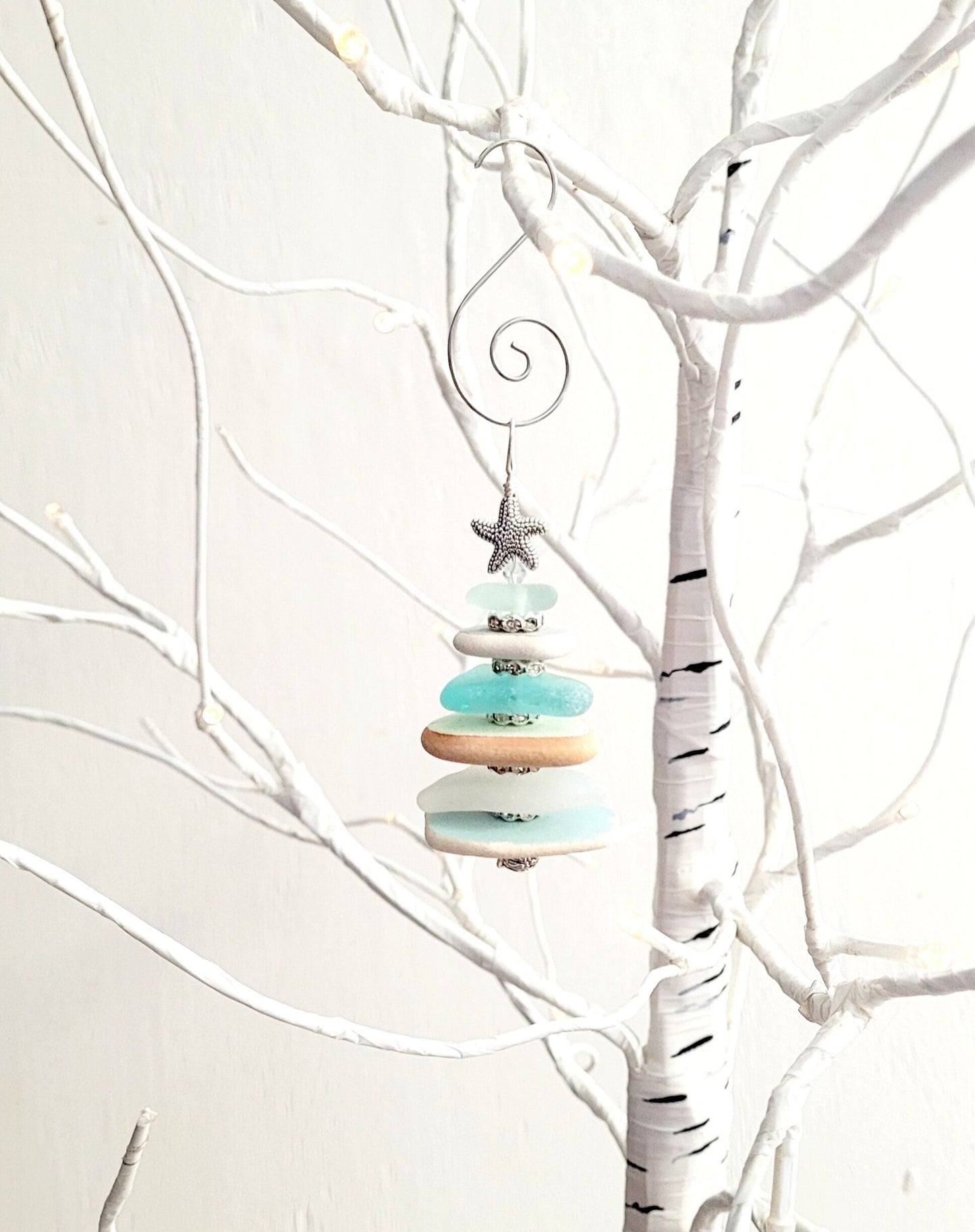 Sea Glass Christmas Tree Ornament/Sea Glass Pine Tree Ornament/Genuine Sea Glass Tree Ornament/280