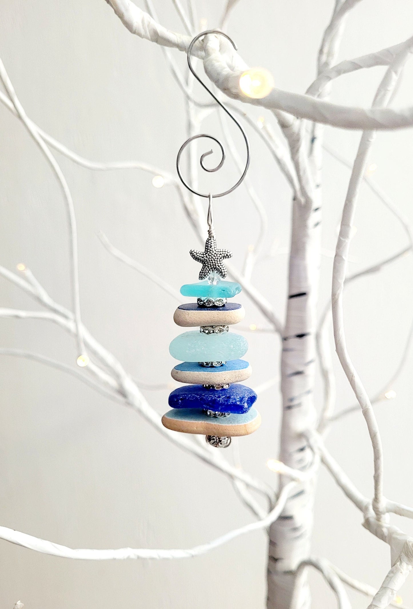 Sea Glass Christmas Tree Ornament/Sea Glass Pine Tree Ornament/Genuine Sea Glass Tree Ornament/283