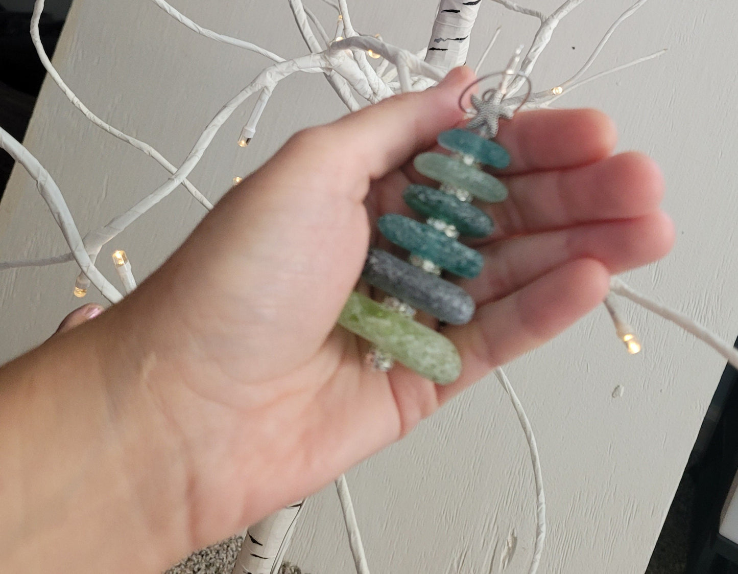 Sea Glass Christmas Tree Ornament/Sea Glass Pine Tree Ornament/Genuine Sea Glass Tree Ornament/284