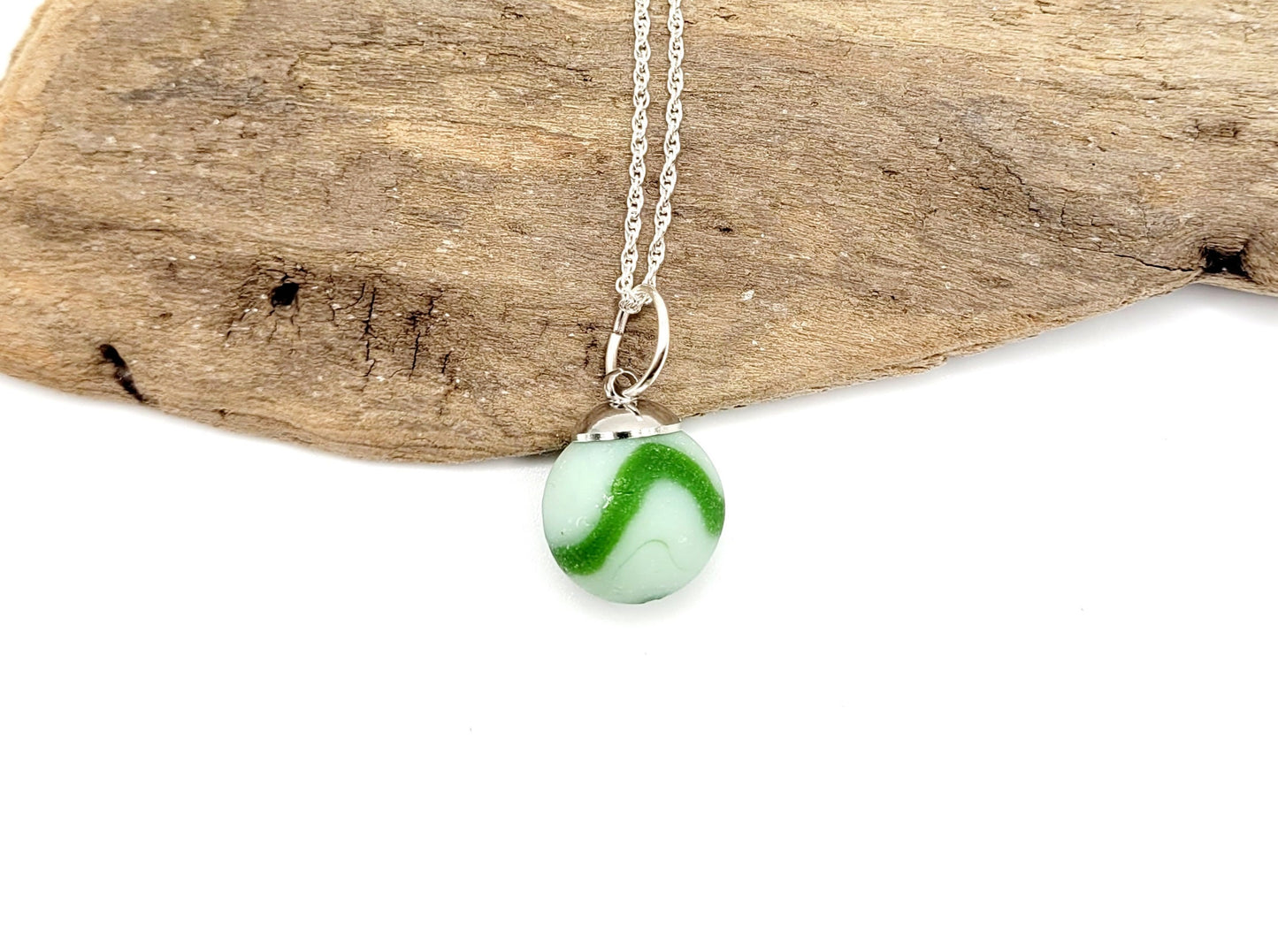 Genuine Sea Glass Marble/Sea Glass Marble Pendant/Sea Glass Pendant/Sea Glass Necklace/Unique Gift/9