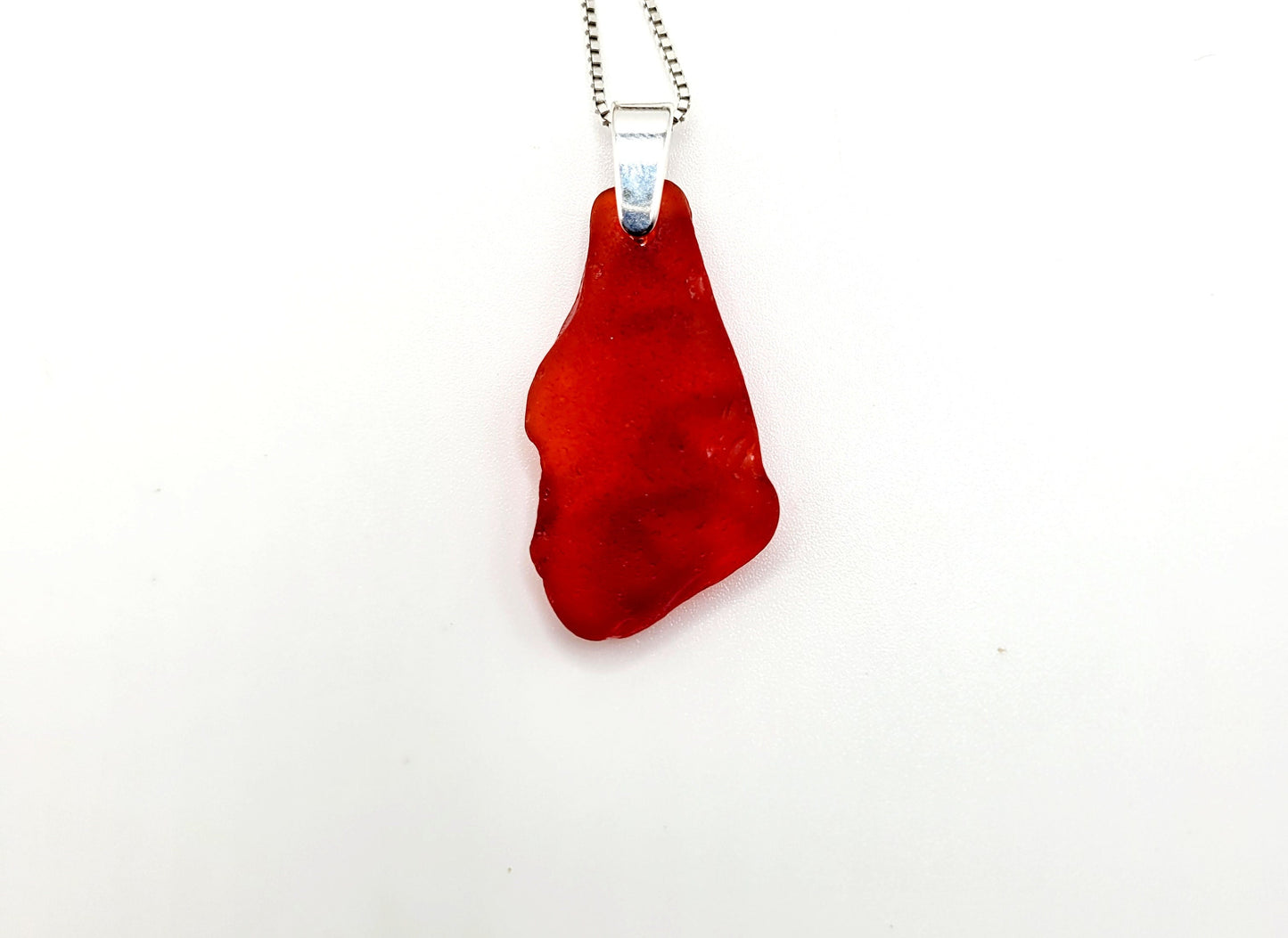 Genuine Sea Glass/Mother's Day Gift/Glass and Sterling Silver Necklace/Red Sea Glass Pendant/Genuine Sea Glass Jewelry/127