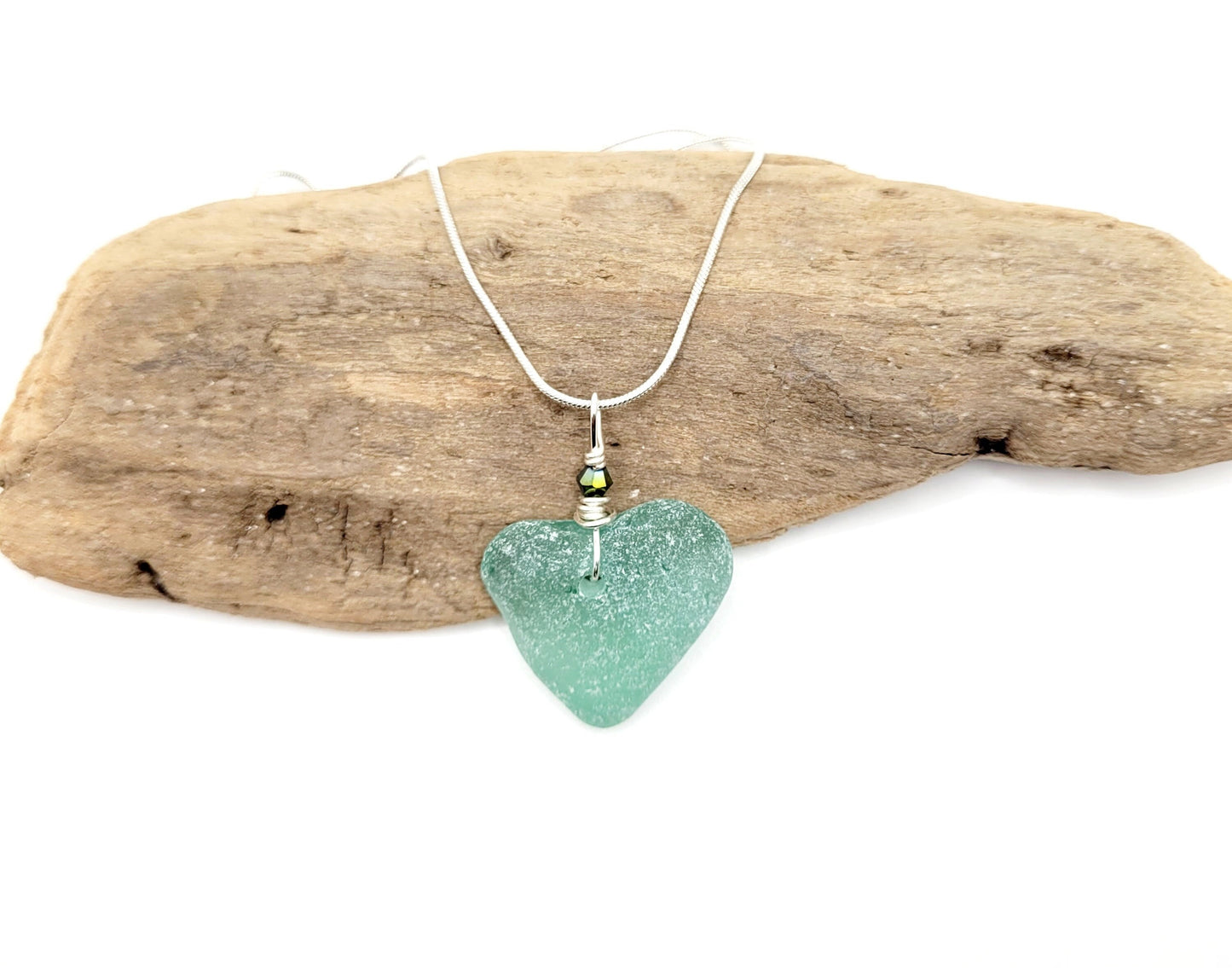 Genuine Sea Glass Pendant/Heart Sea Glass Pendant/Natural Heart Sea Glass Pendant/Anniversary Gift/Gift for her/Unique Gift/105