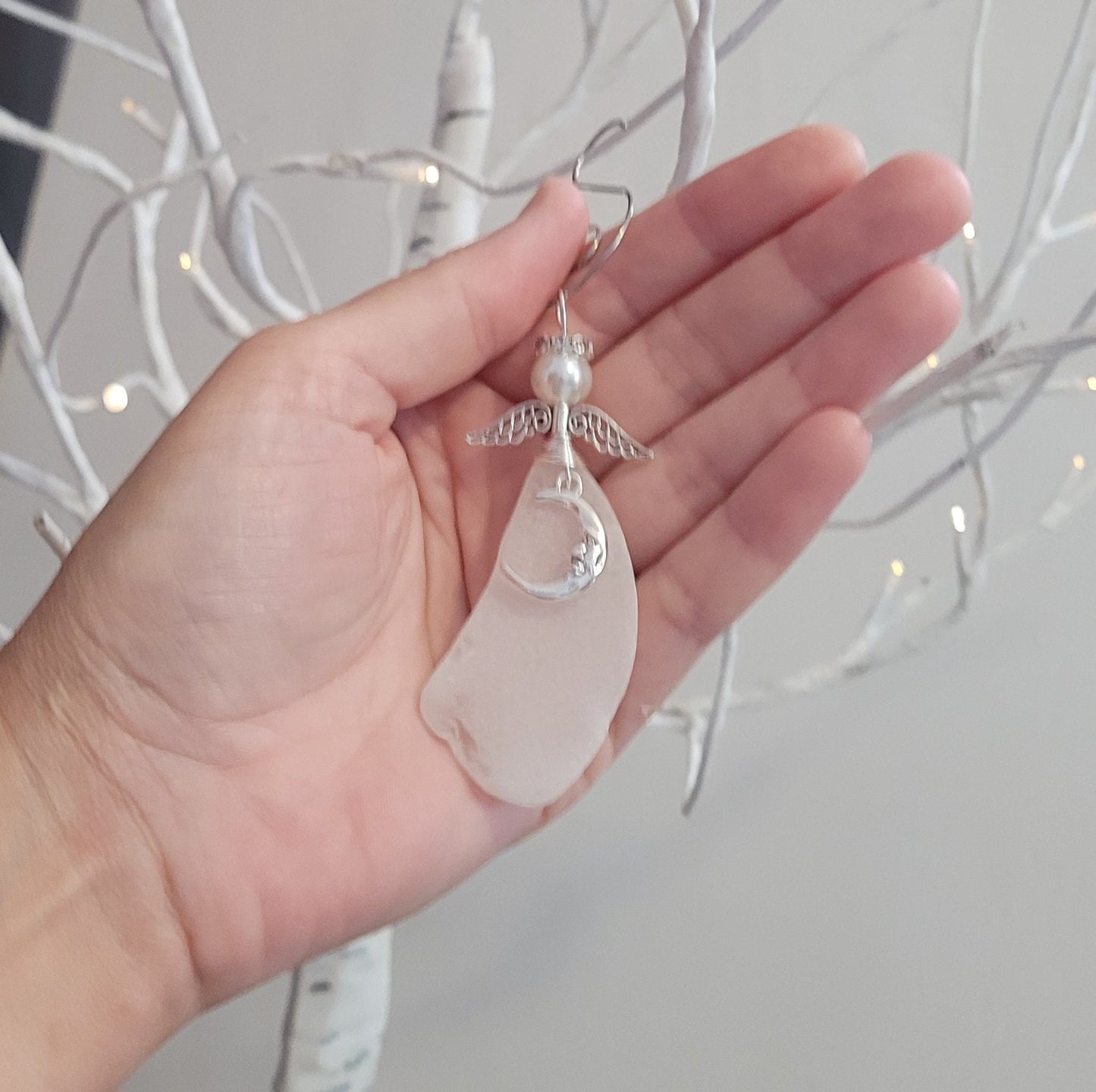 Genuine Sea Glass Angel Sun Catcher/Angel Car Charm/Angel Pendant/Angel Ornament/Get Well Gift/Religious Gift/Gift for Her/Birthday Gift/181