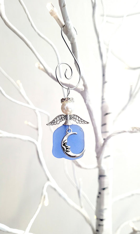 Genuine Sea Glass Angel Sun Catcher/Angel Car Charm/Angel Pendant/Angel Ornament/Get Well Gift/Religious Gift/Gift for Her/Birthday Gift/180