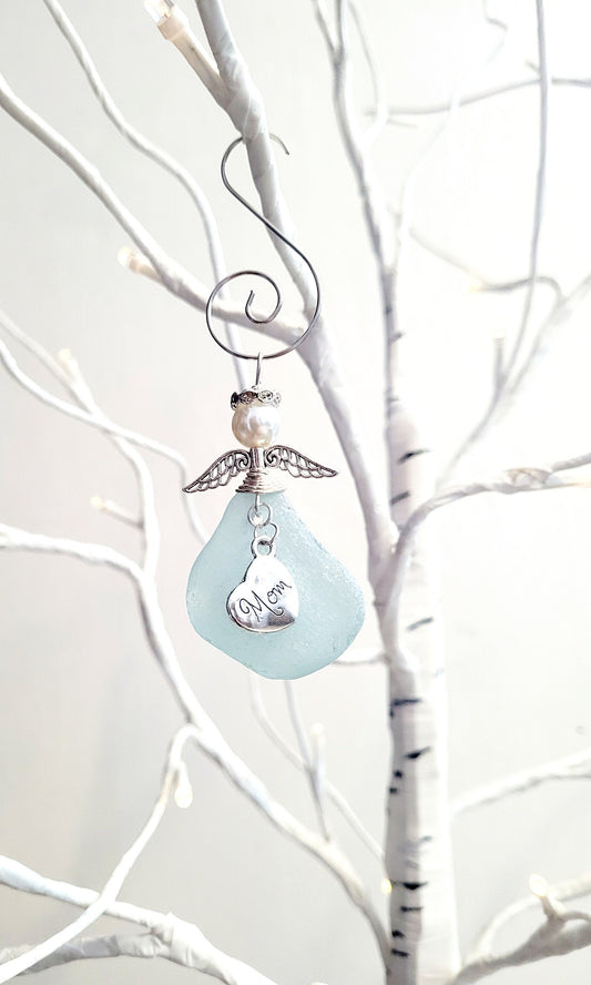 Genuine Sea Glass Angel Sun Catcher/Angel Car Charm/Angel Pendant/Angel Ornament/Get Well Gift/Religious Gift/Gift for Her/Birthday Gift/177