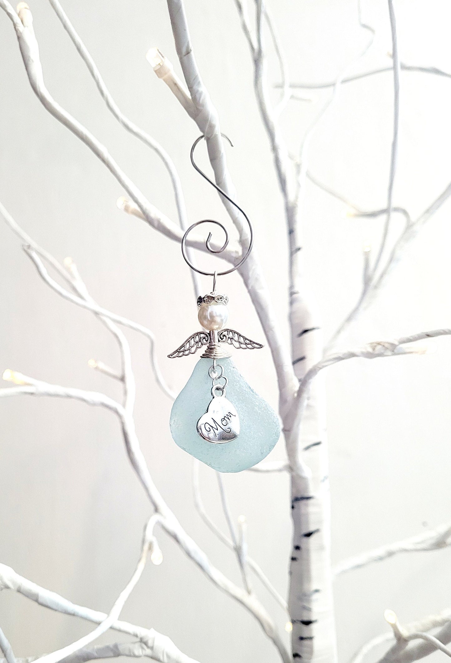 Genuine Sea Glass Angel Sun Catcher/Angel Car Charm/Angel Pendant/Angel Ornament/Get Well Gift/Religious Gift/Gift for Her/Birthday Gift/177