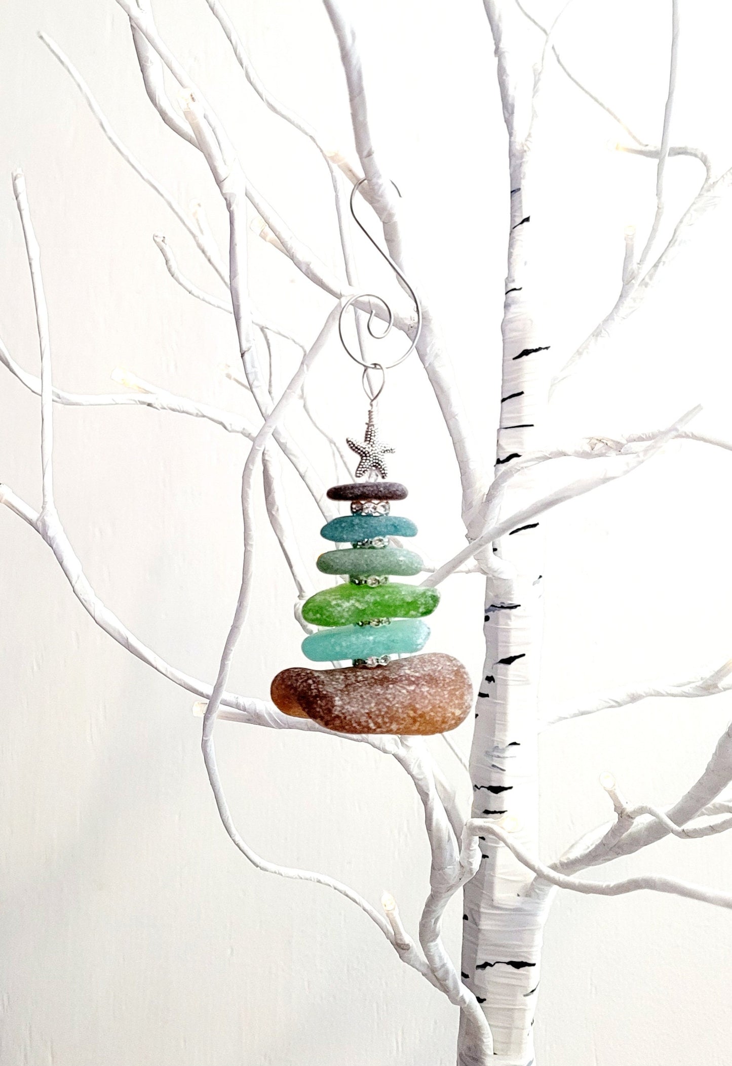 Sea Glass Christmas Tree Ornament/Sea Glass Pine Tree Ornament/Genuine Sea Glass Tree Ornament/277