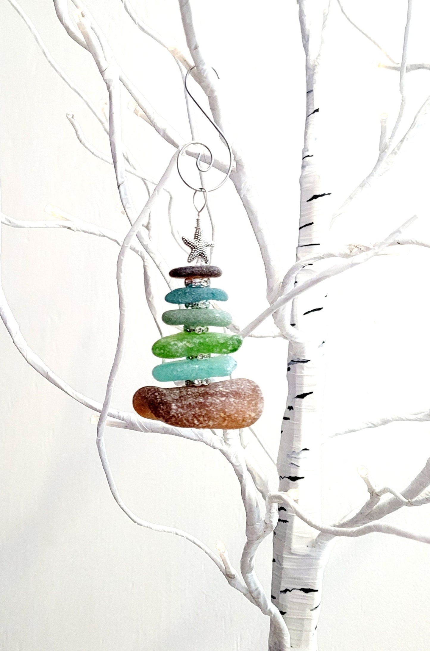 Sea Glass Christmas Tree Ornament/Sea Glass Pine Tree Ornament/Genuine Sea Glass Tree Ornament/277