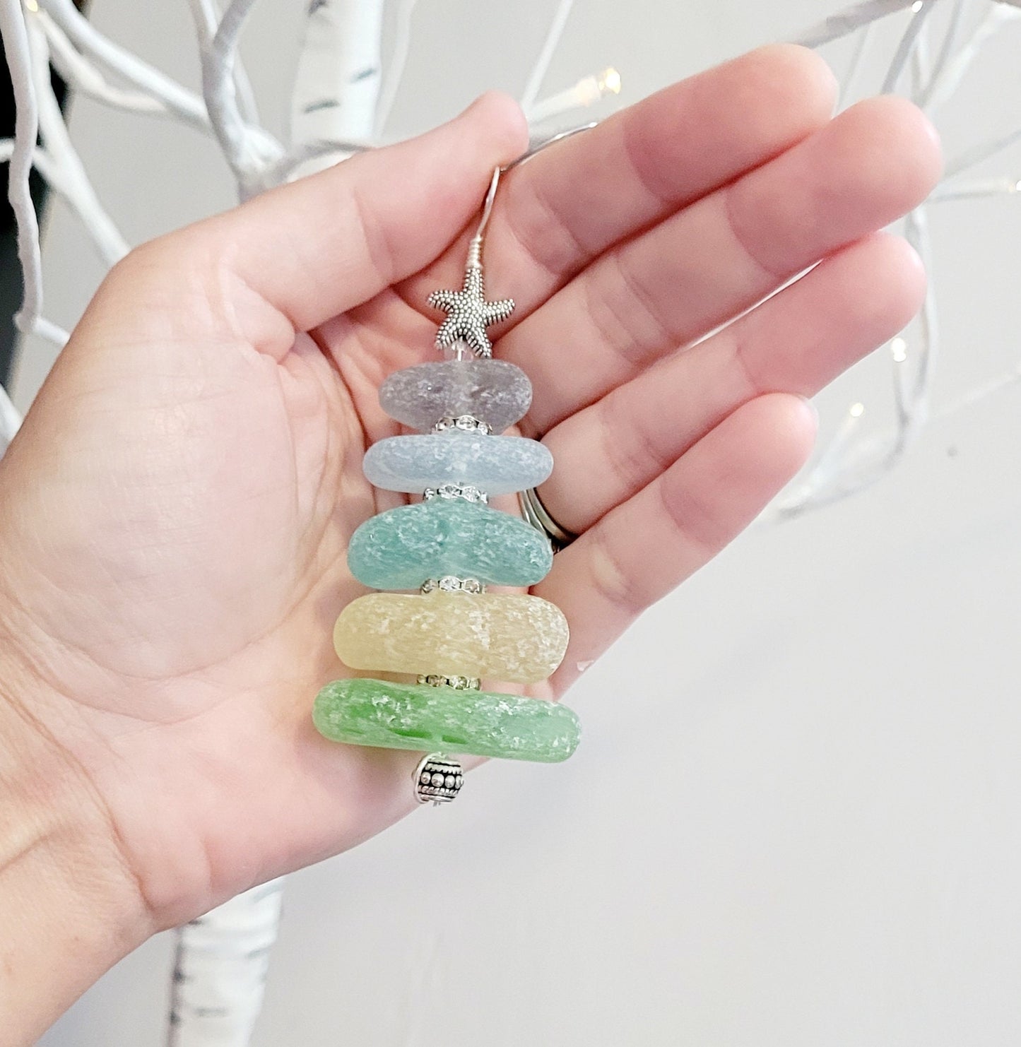 Sea Glass Christmas Tree Ornament/Rare Color Sea Glass/Sea Glass Pine Tree Ornament/Genuine Sea Glass Tree Ornament/276