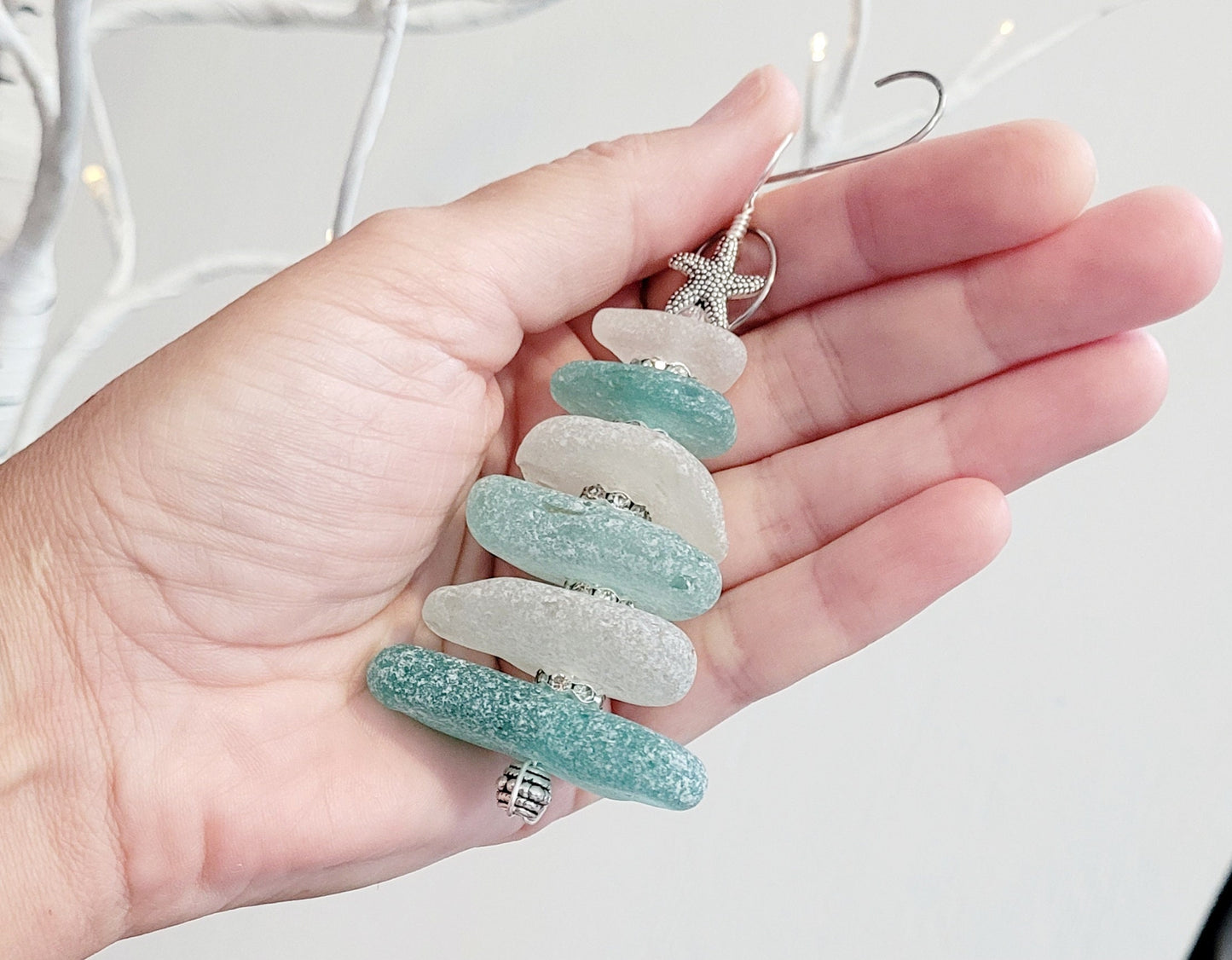 Sea Glass Christmas Tree Ornament/Sea Glass Pine Tree Ornament/Genuine Sea Glass Tree Ornament/174