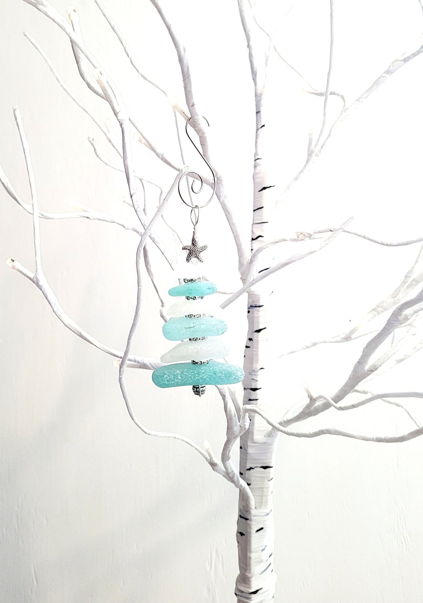 Sea Glass Christmas Tree Ornament/Sea Glass Pine Tree Ornament/Genuine Sea Glass Tree Ornament/174