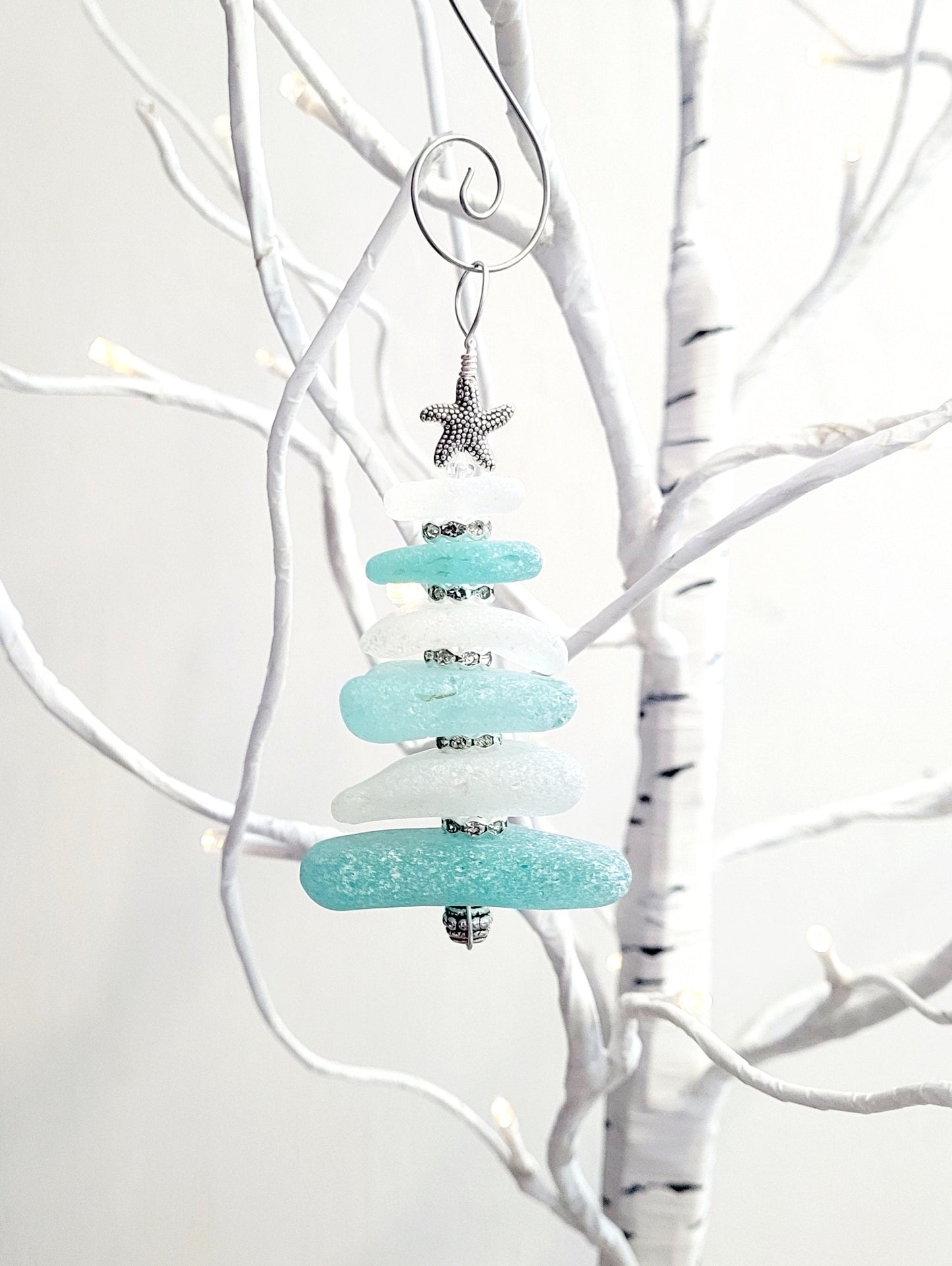 Sea Glass Christmas Tree Ornament/Sea Glass Pine Tree Ornament/Genuine Sea Glass Tree Ornament/174