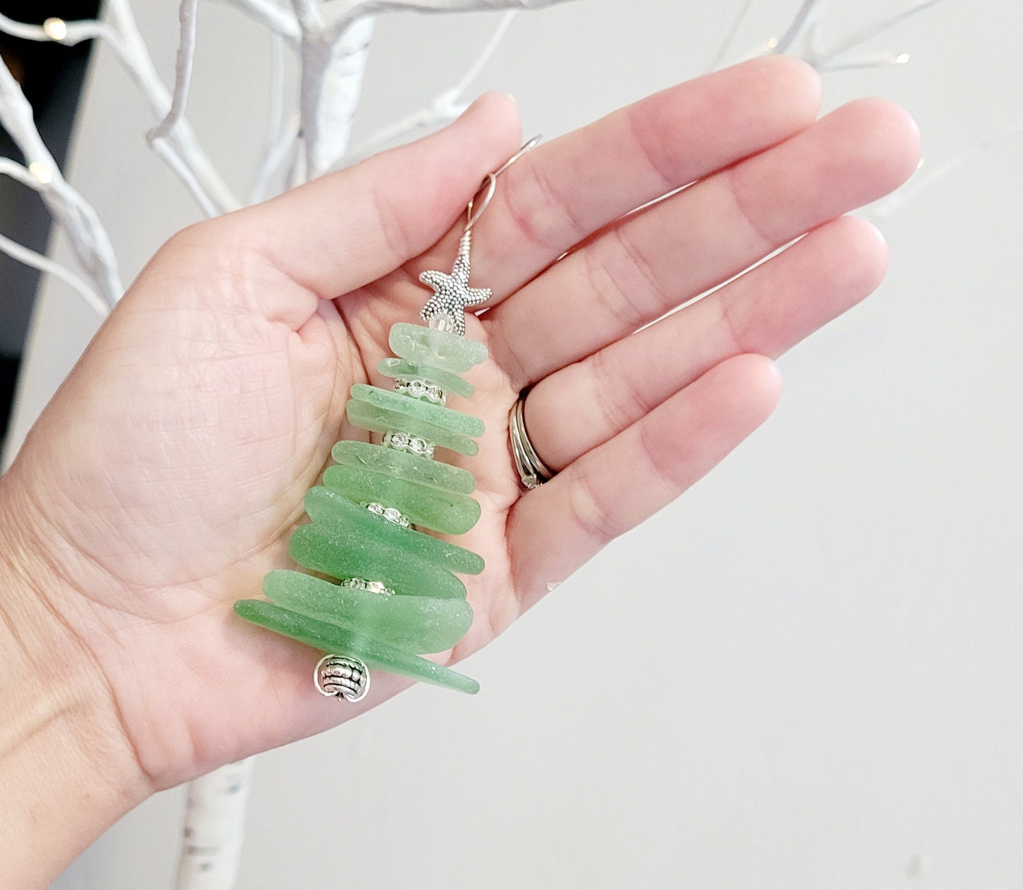 Sea Glass Christmas Tree Ornament/Sea Glass Pine Tree Ornament/Genuine Sea Glass Tree Ornament/173