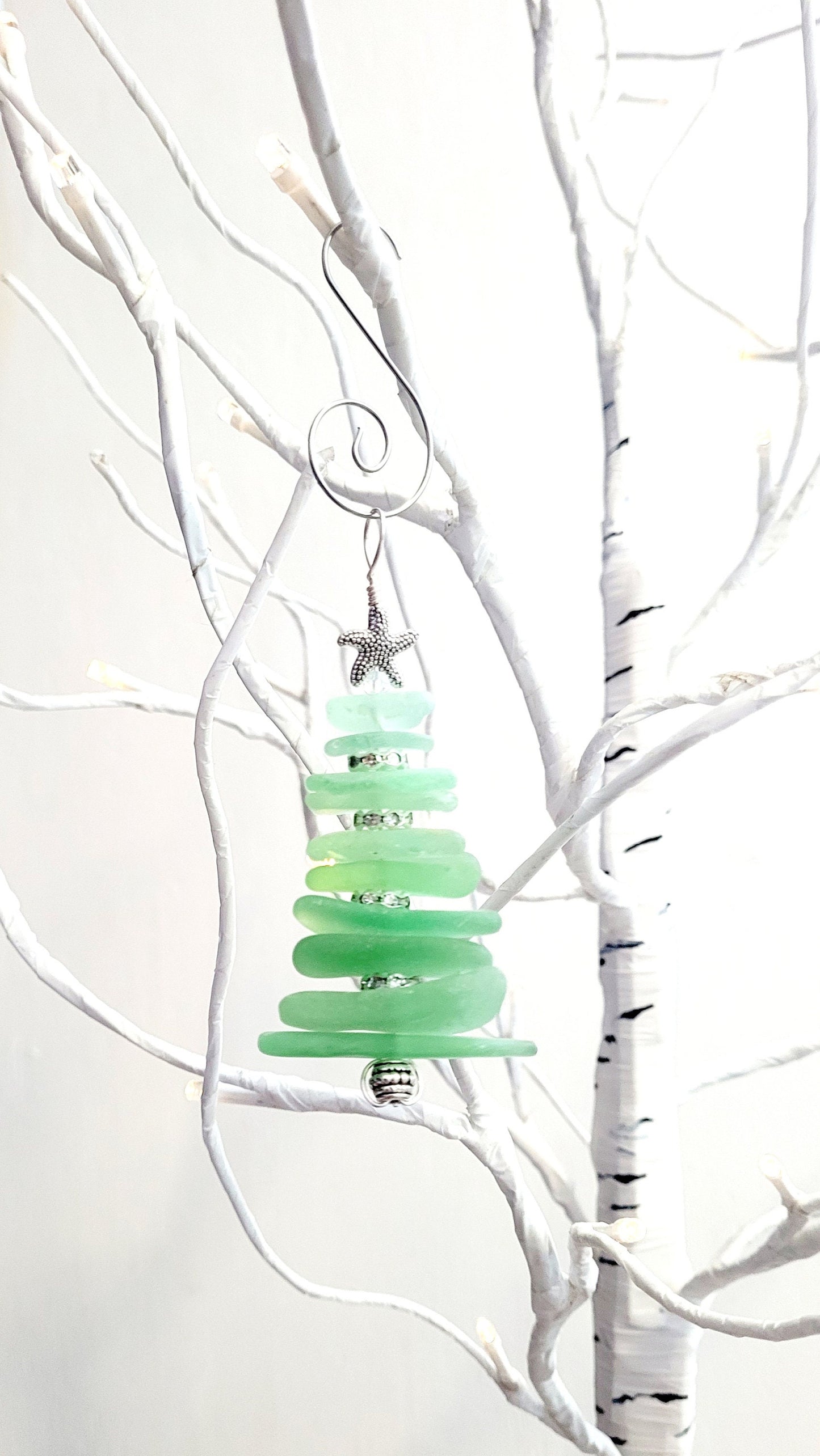 Sea Glass Christmas Tree Ornament/Sea Glass Pine Tree Ornament/Genuine Sea Glass Tree Ornament/173