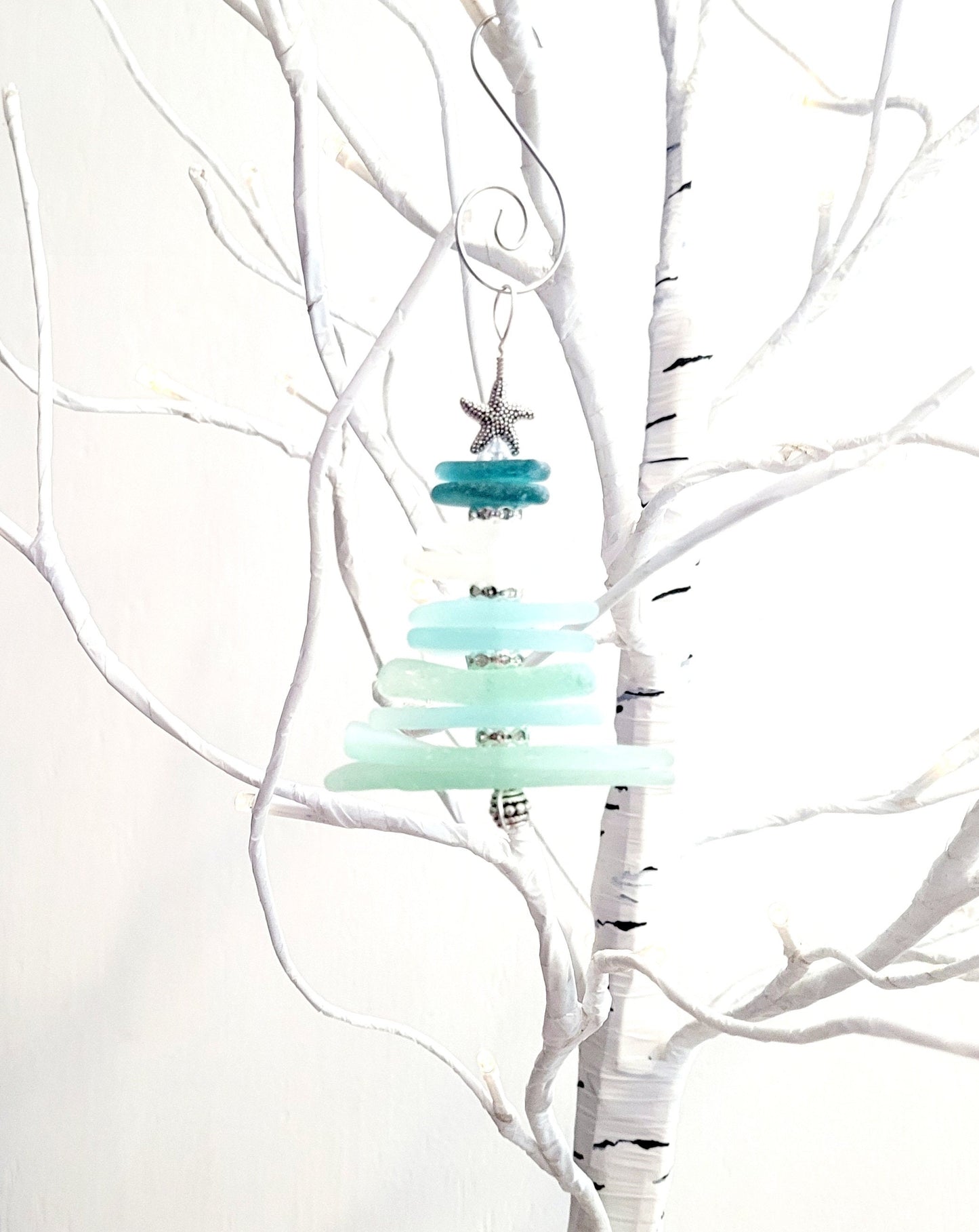 Sea Glass Christmas Tree Ornament/Sea Glass Pine Tree Ornament/Genuine Sea Glass Tree Ornament/272