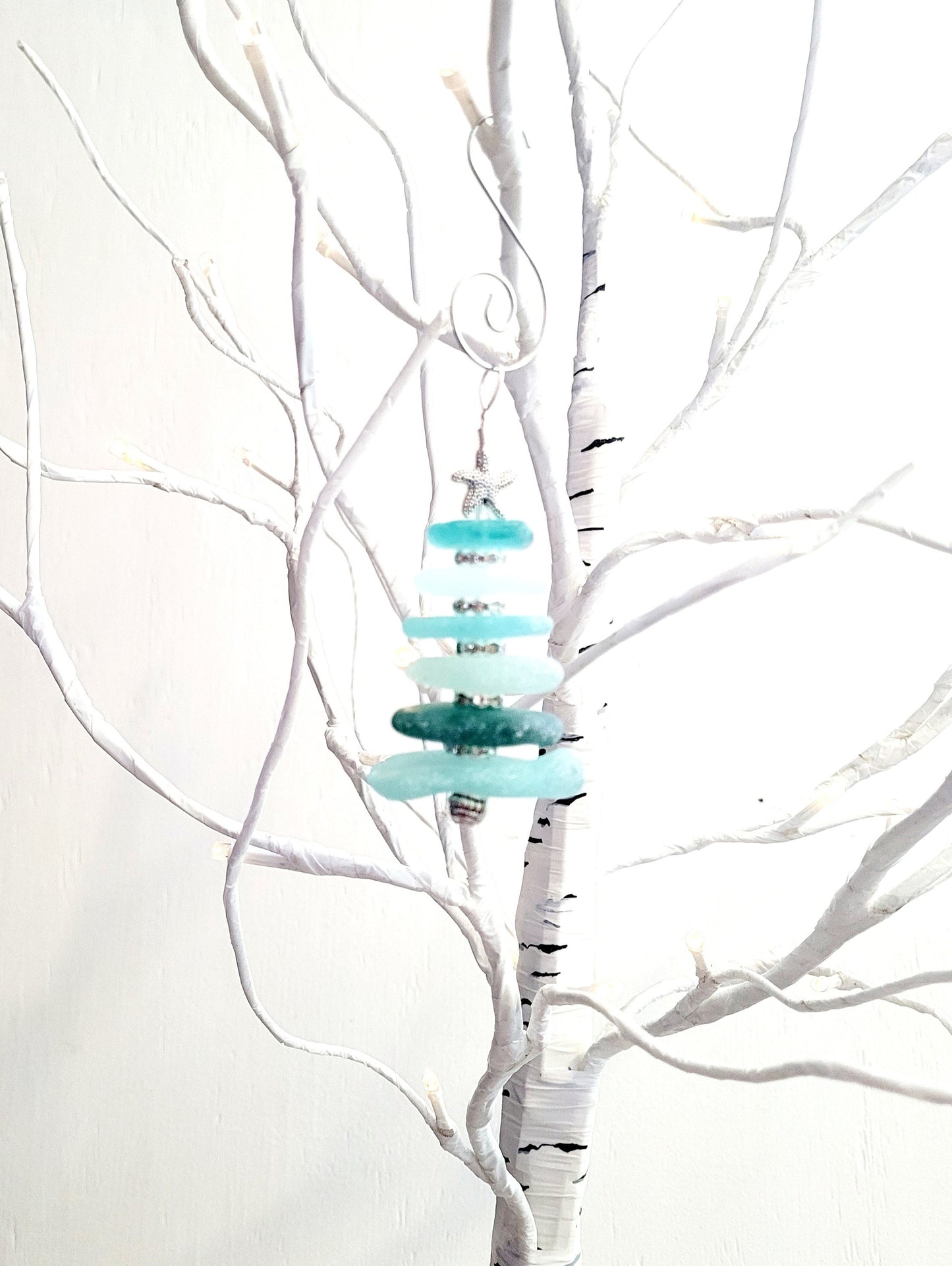 Sea Glass Christmas Tree Ornament/Sea Glass Pine Tree Ornament/Genuine Sea Glass Tree Ornament/269