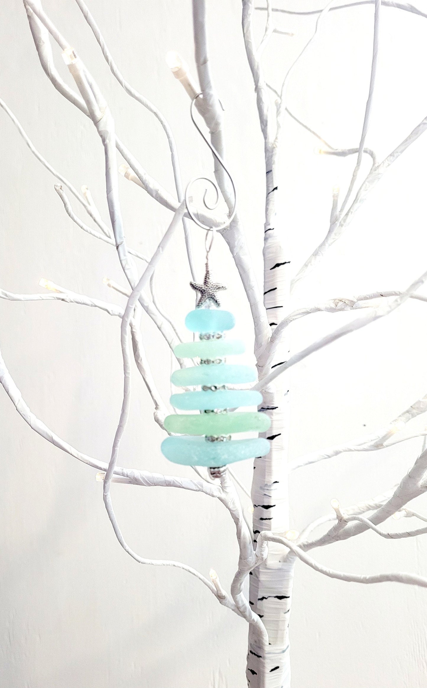 Sea Glass Christmas Tree Ornament/Sea Glass Pine Tree Ornament/Genuine Sea Glass Tree Ornament/268