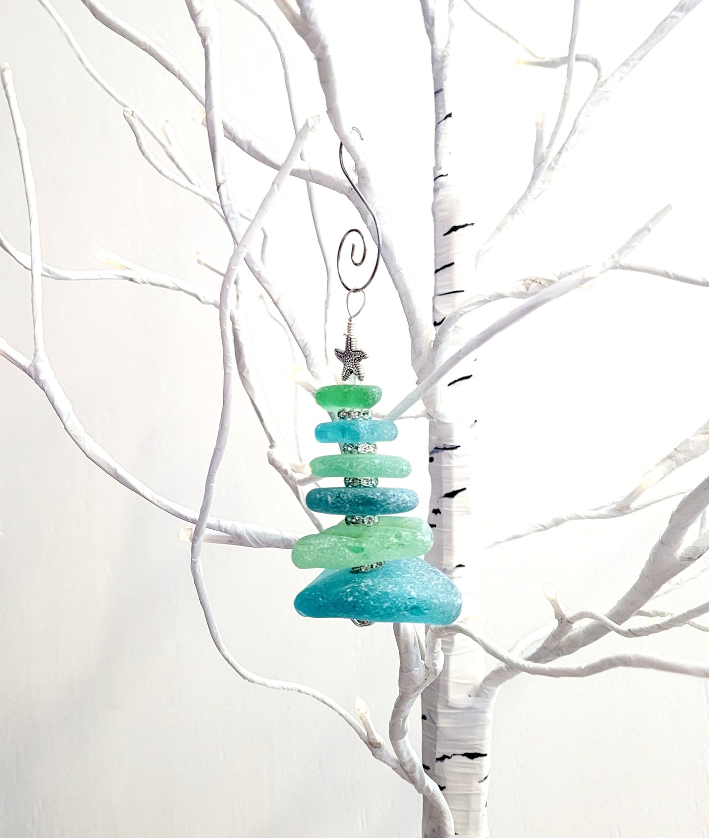 Sea Glass Christmas Tree Ornament/Sea Glass Pine Tree Ornament/Genuine Sea Glass Tree Ornament/265