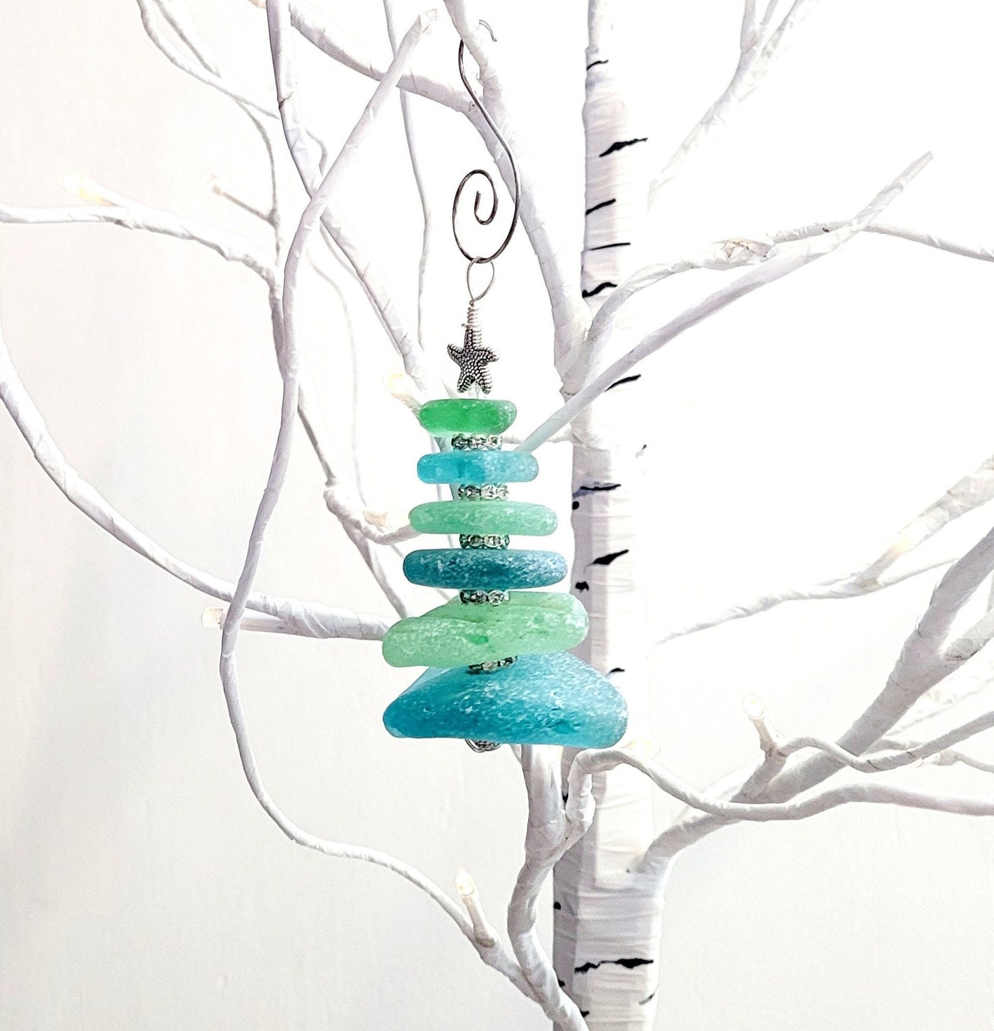 Sea Glass Christmas Tree Ornament/Sea Glass Pine Tree Ornament/Genuine Sea Glass Tree Ornament/265