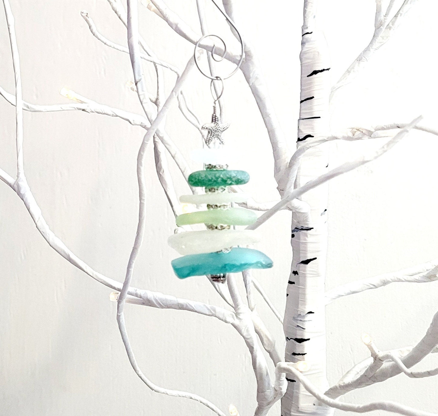 Sea Glass Christmas Tree Ornament/Sea Glass Pine Tree Ornament/Genuine Sea Glass Tree Ornament/264