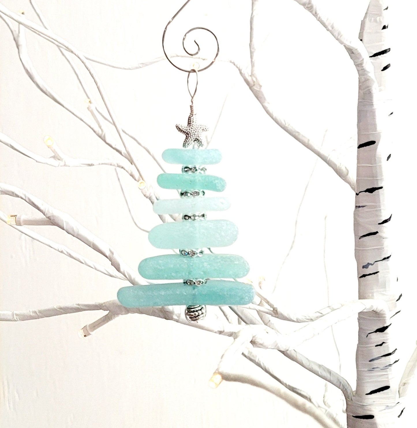 Sea Glass Christmas Tree Ornament/Sea Glass Pine Tree Ornament/Genuine Sea Glass Tree Ornament/154