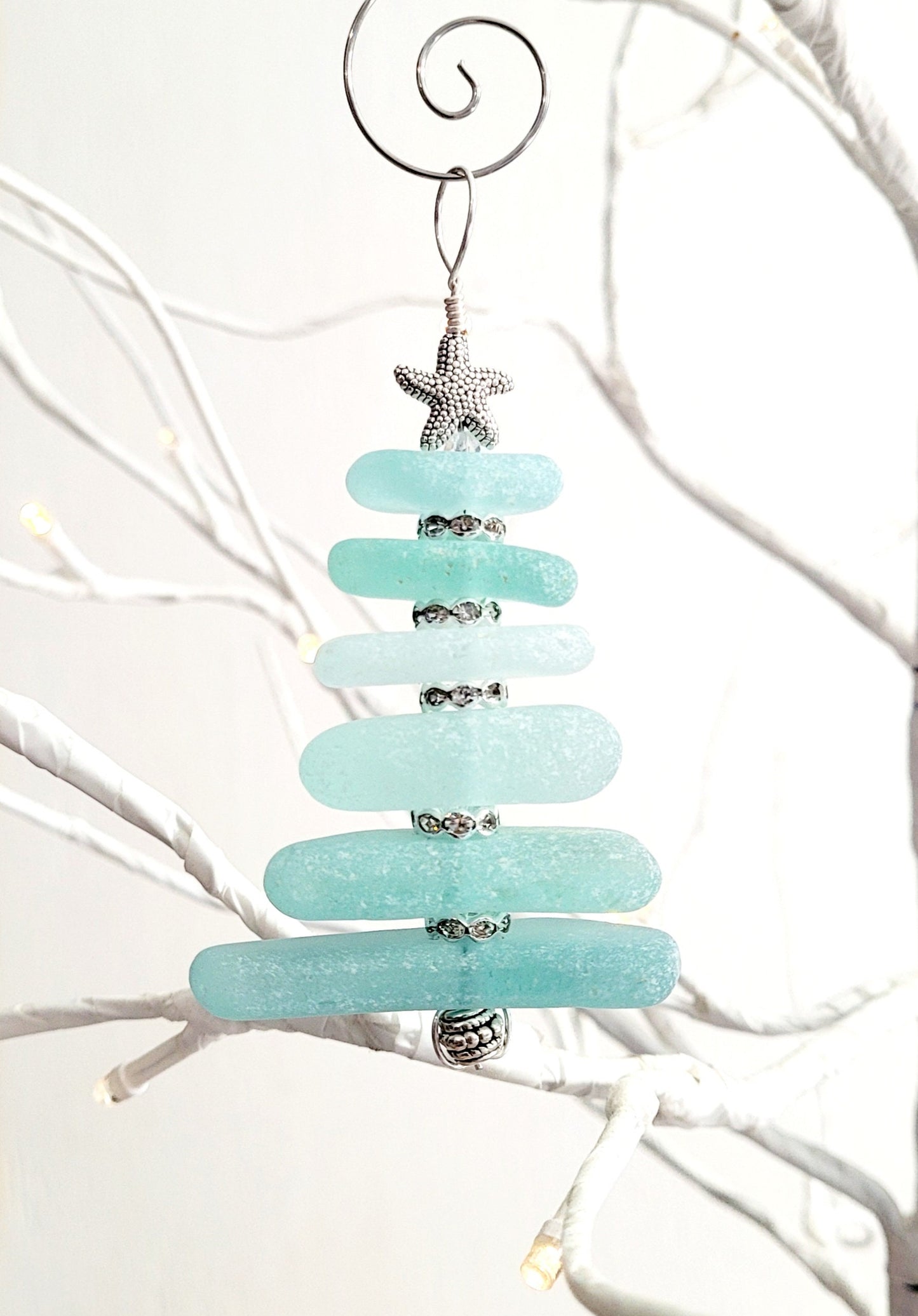 Sea Glass Christmas Tree Ornament/Sea Glass Pine Tree Ornament/Genuine Sea Glass Tree Ornament/154