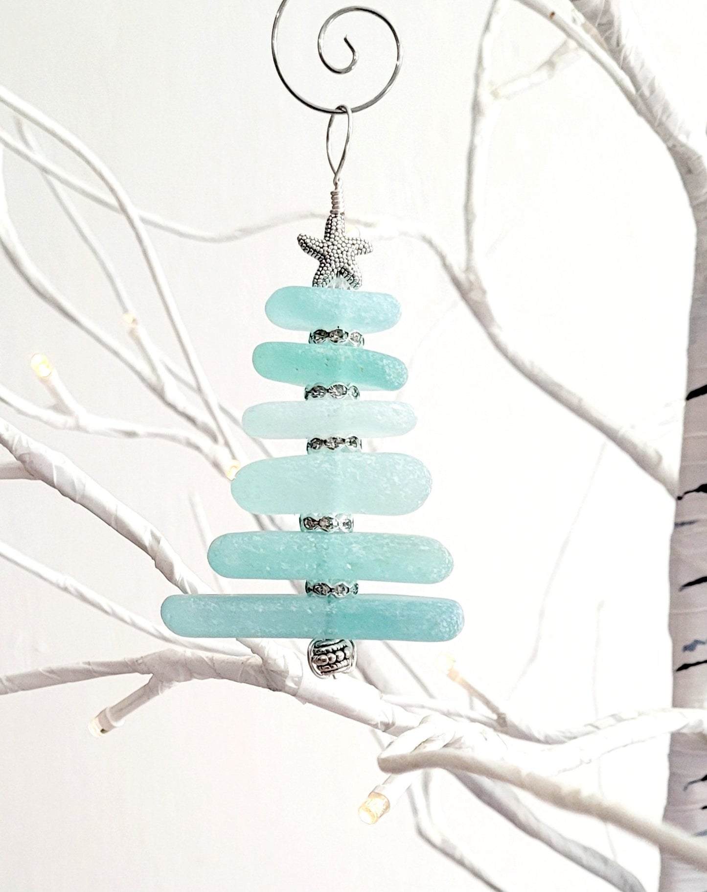 Sea Glass Christmas Tree Ornament/Sea Glass Pine Tree Ornament/Genuine Sea Glass Tree Ornament/154