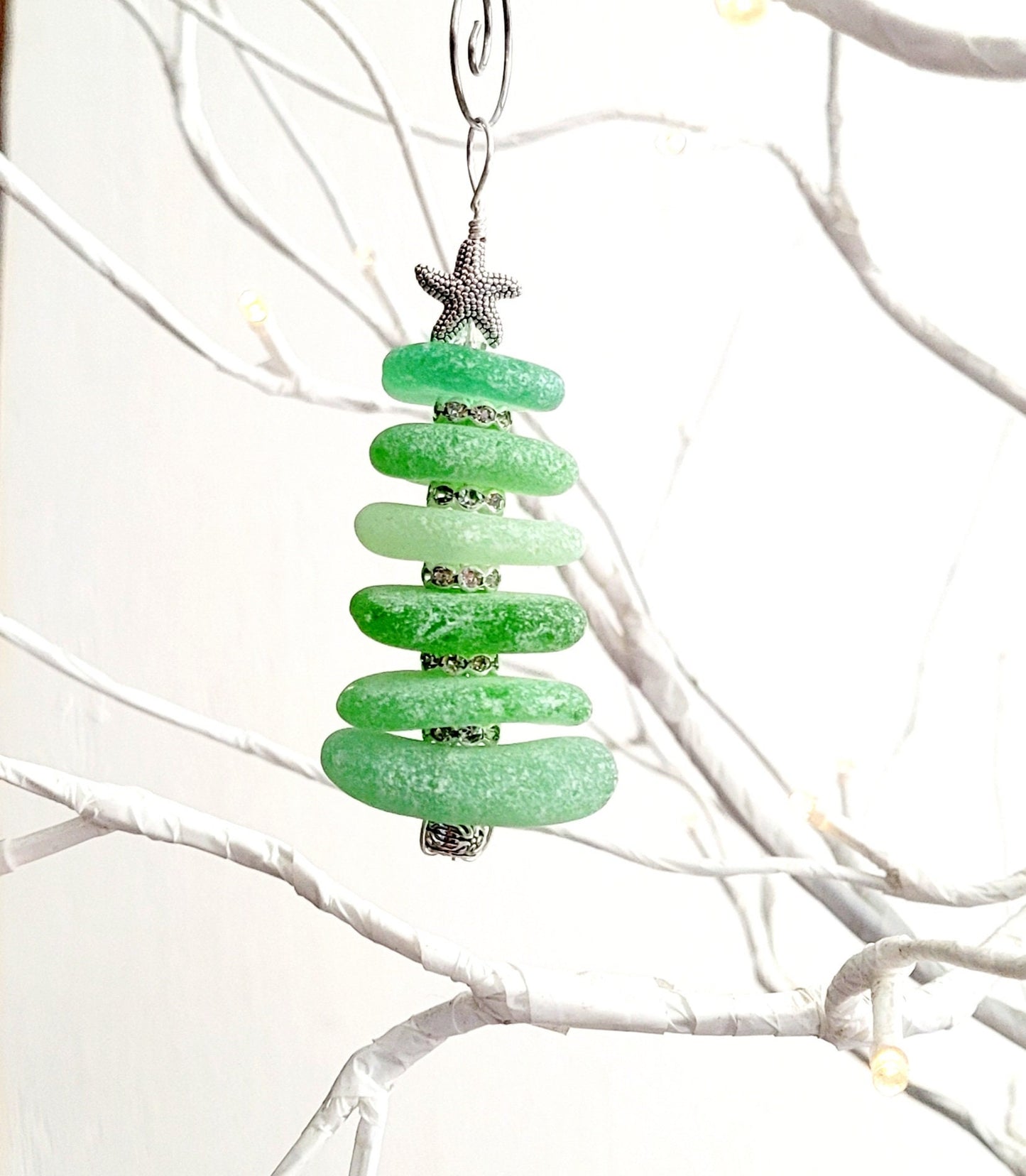 Sea Glass Christmas Tree Ornament/Sea Glass Pine Tree Ornament/Genuine Sea Glass Tree Ornament/158