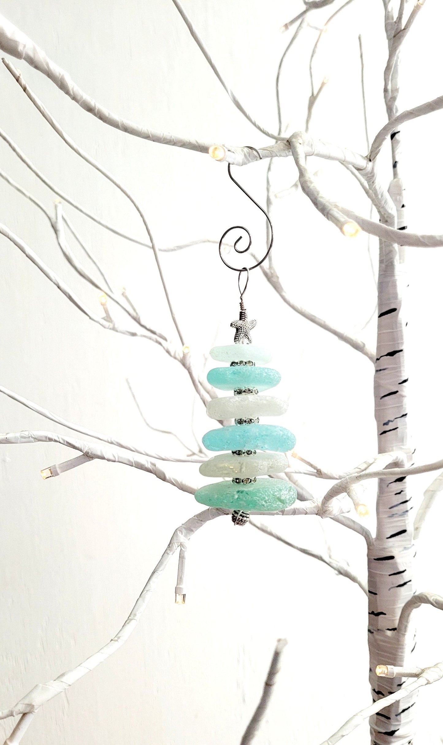 Sea Glass Christmas Tree Ornament/Sea Glass Pine Tree Ornament/Genuine Sea Glass Tree Ornament/162