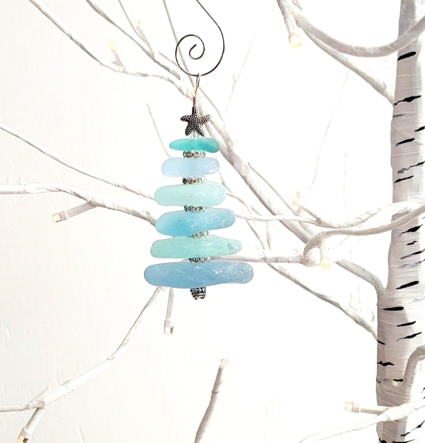 Sea Glass Christmas Tree Ornament/Sea Glass Pine Tree Ornament/Genuine Sea Glass Tree Ornament/161