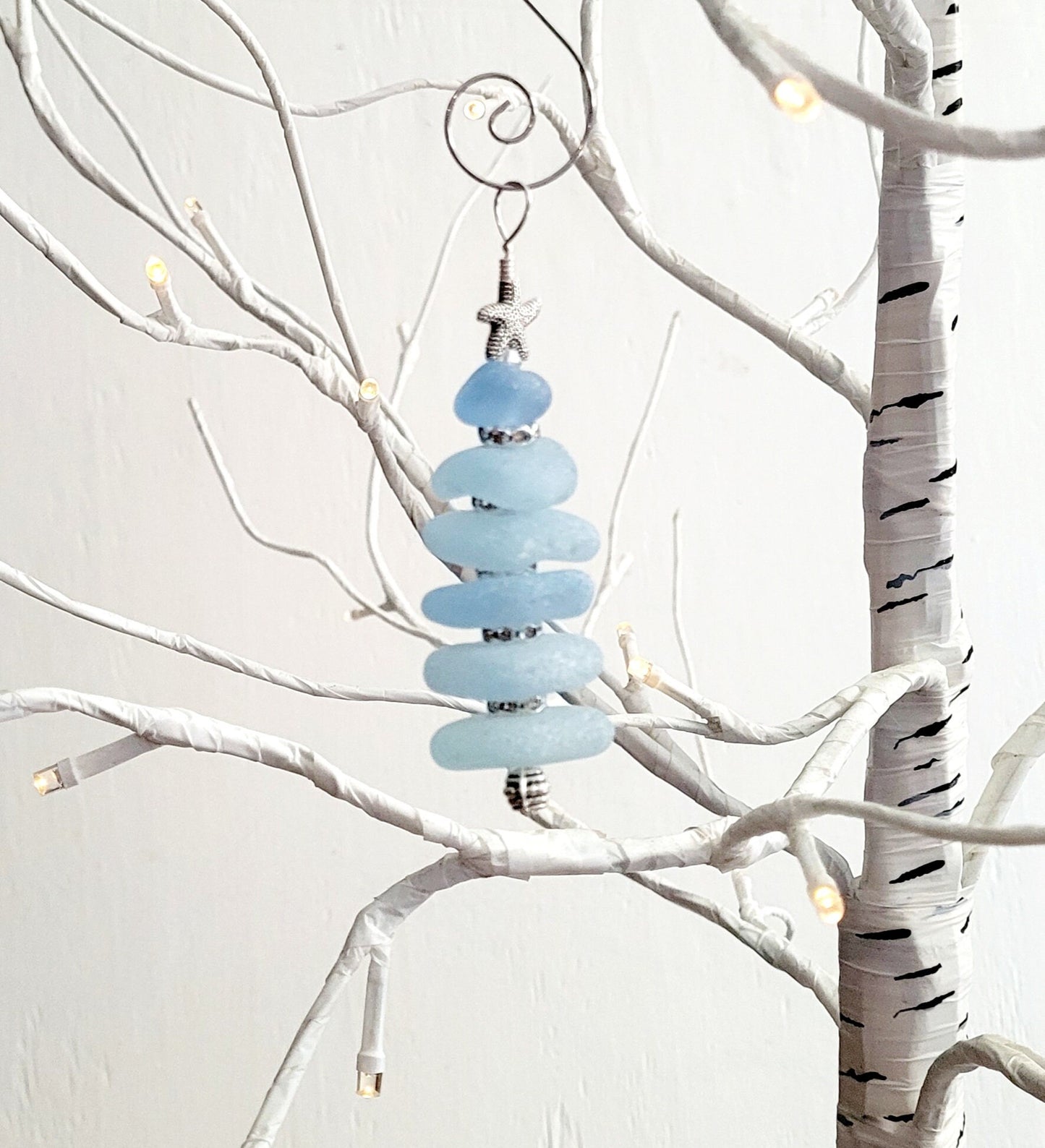 Sea Glass Christmas Tree Ornament/Sea Glass Pine Tree Ornament/Genuine Sea Glass Tree Ornament/164