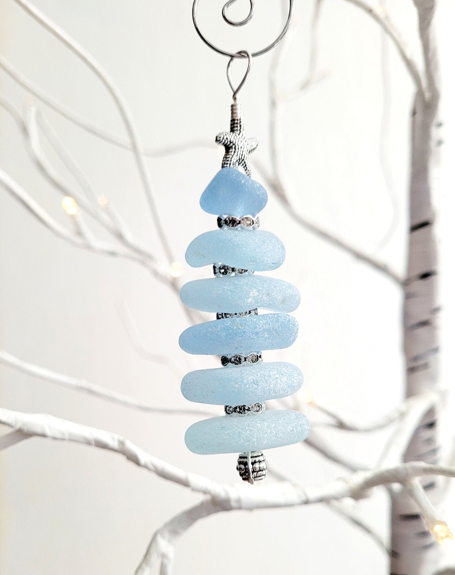 Sea Glass Christmas Tree Ornament/Sea Glass Pine Tree Ornament/Genuine Sea Glass Tree Ornament/164