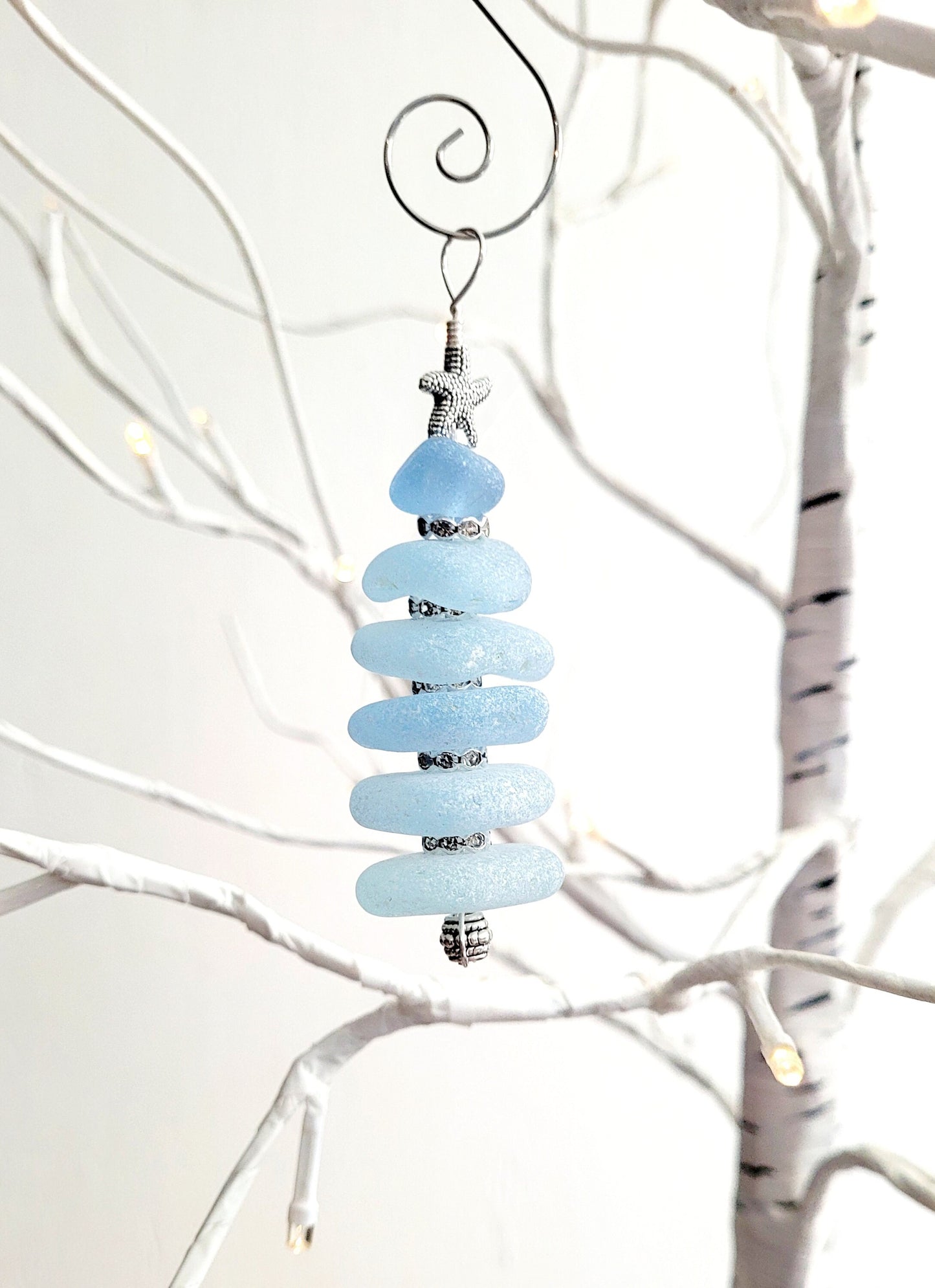 Sea Glass Christmas Tree Ornament/Sea Glass Pine Tree Ornament/Genuine Sea Glass Tree Ornament/164